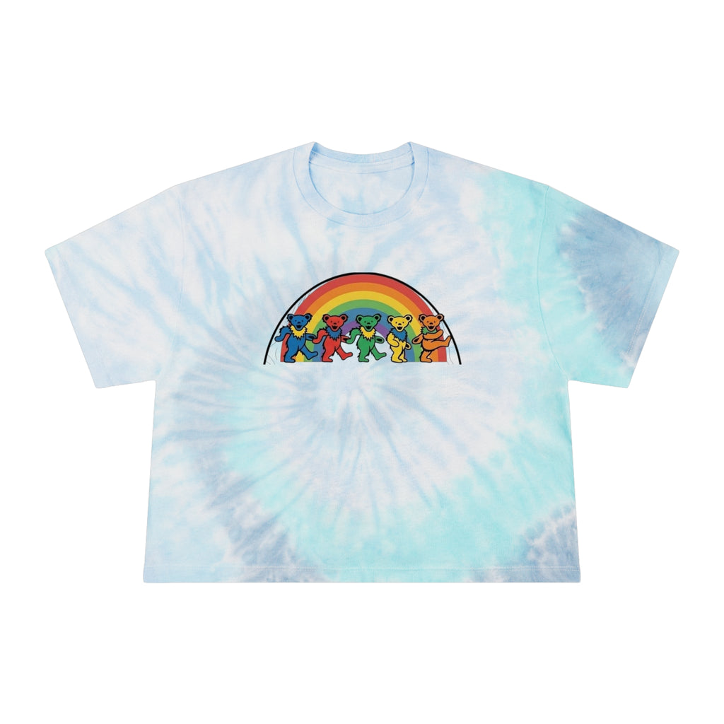 Dancing Bears Rainbow Tee | Tie-Dye Crop Tee, gift for her, deadhead, Grateful Dead inspired