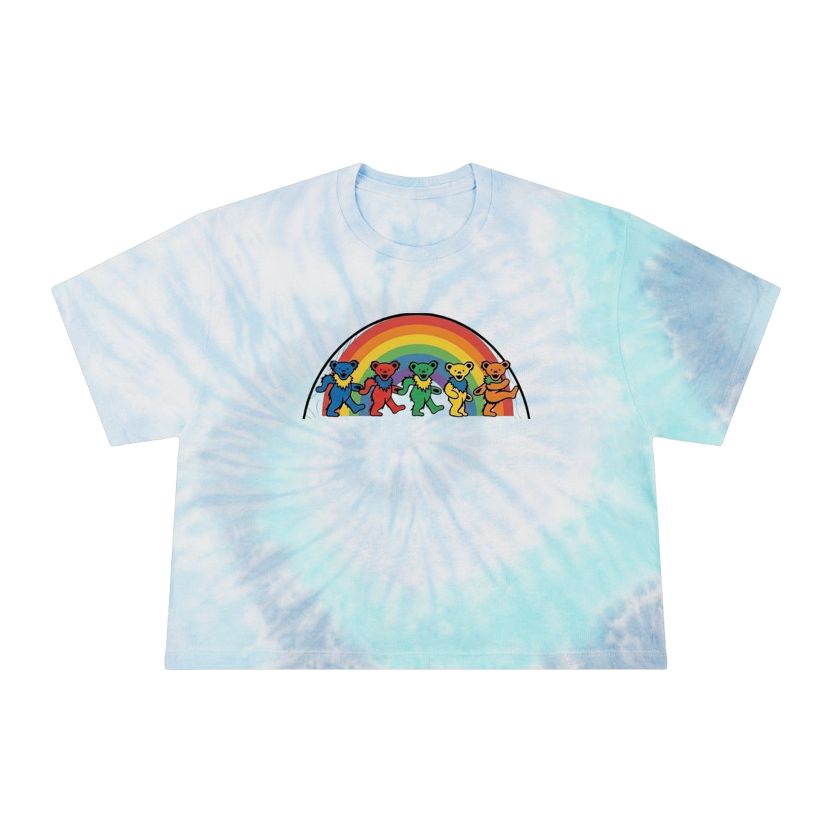 Dancing Bears Rainbow Tee | Tie-Dye Crop Tee, gift for her, deadhead, Grateful Dead inspired