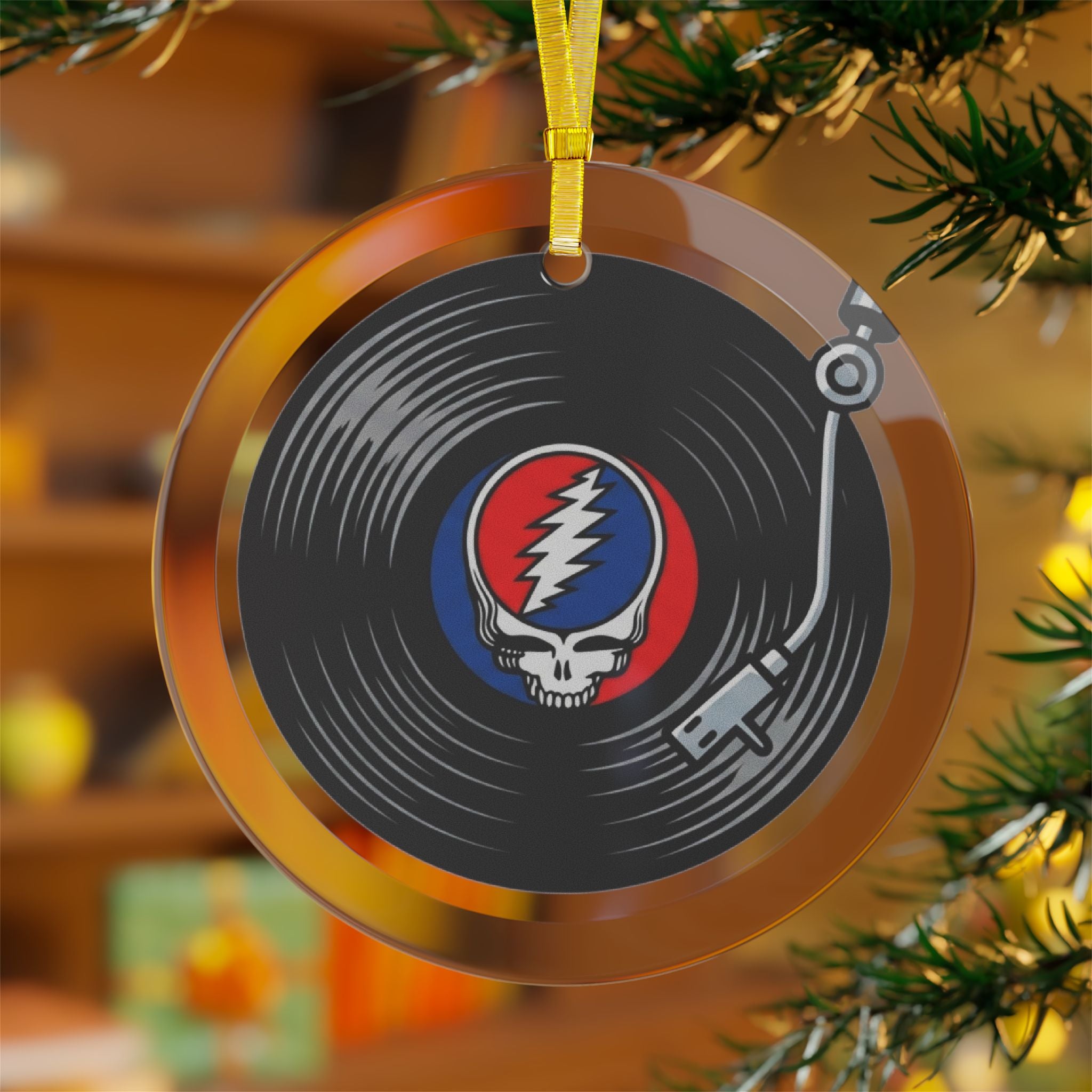 Grateful Dead vinyl Glass Ornaments