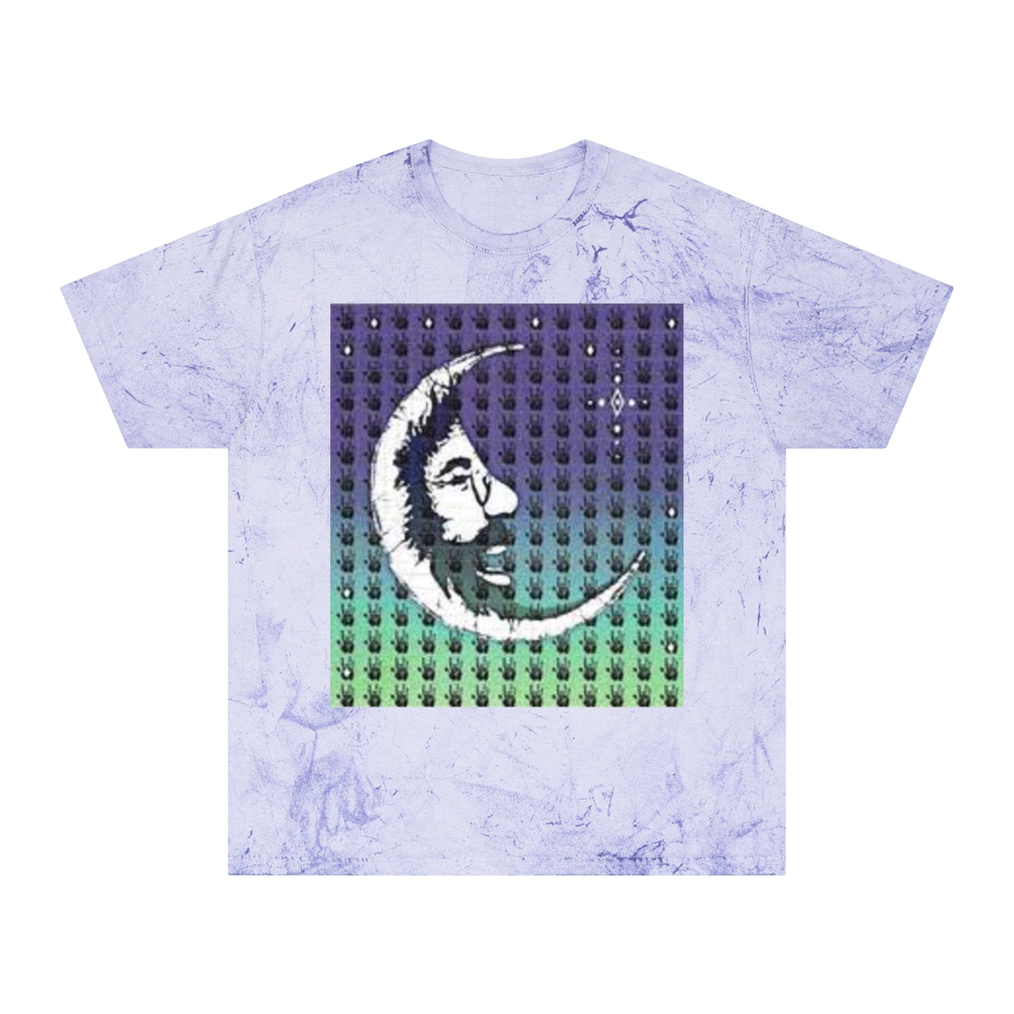 Jerry Garcia blotter Crescent Moon Face Graphic T-Shirt | Gradient Dot Square Print