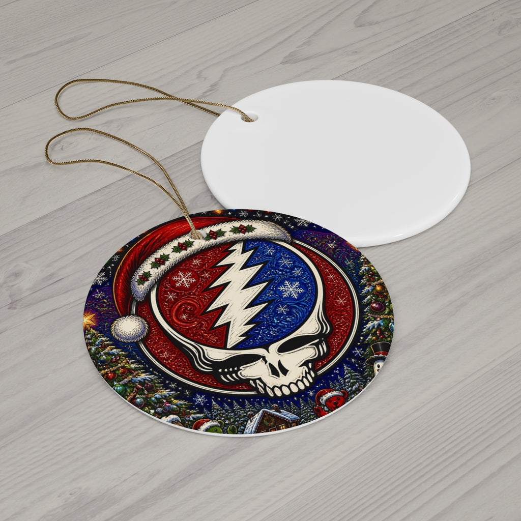 Grateful Dead Steal Your Face Skull Christmas Ornament | Ceramic Star