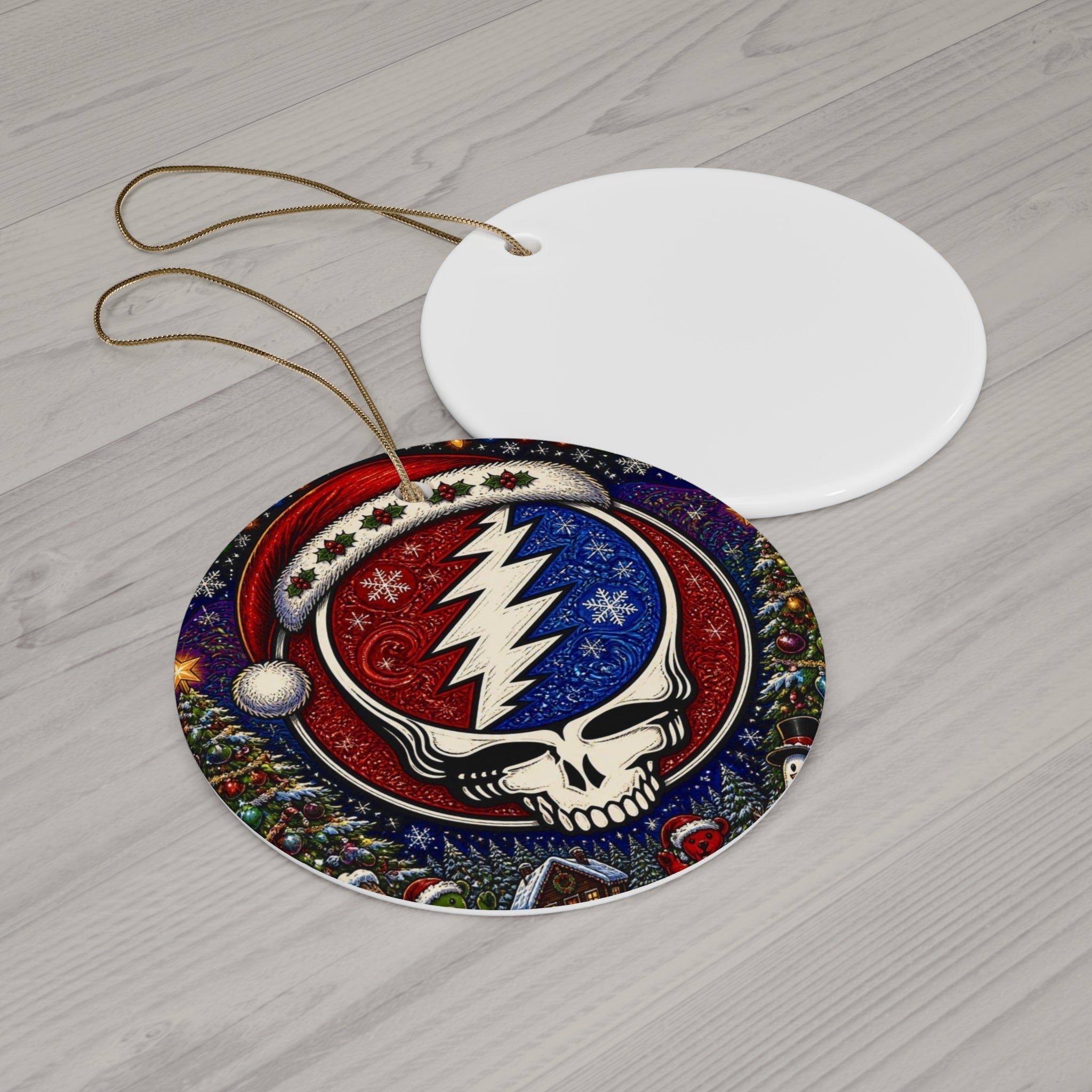 Grateful Dead Steal Your Face Skull Christmas Ornament | Ceramic Star