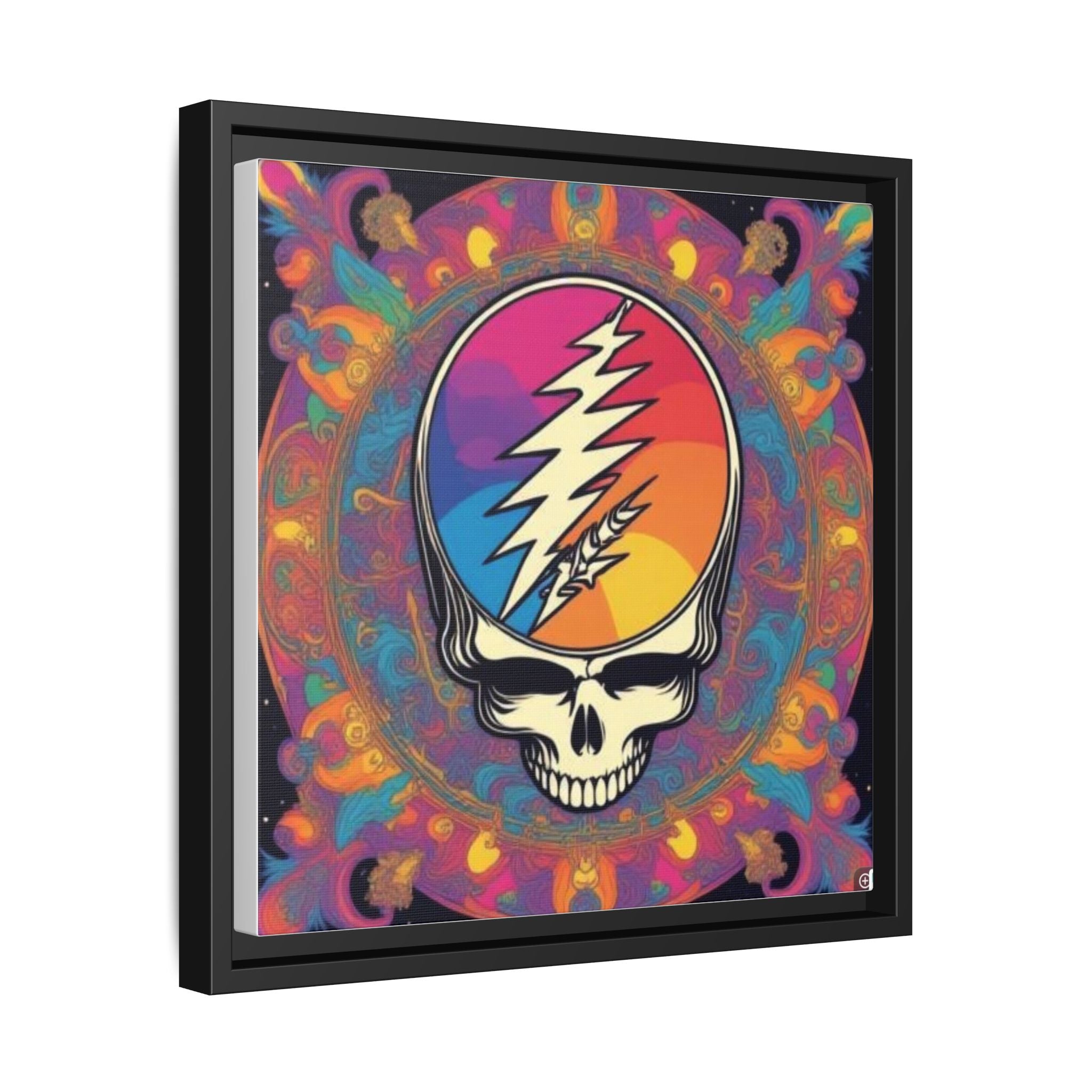 Psychedelic Lightning Skull Matte Canvas Framed | Grateful Dead Wall Art