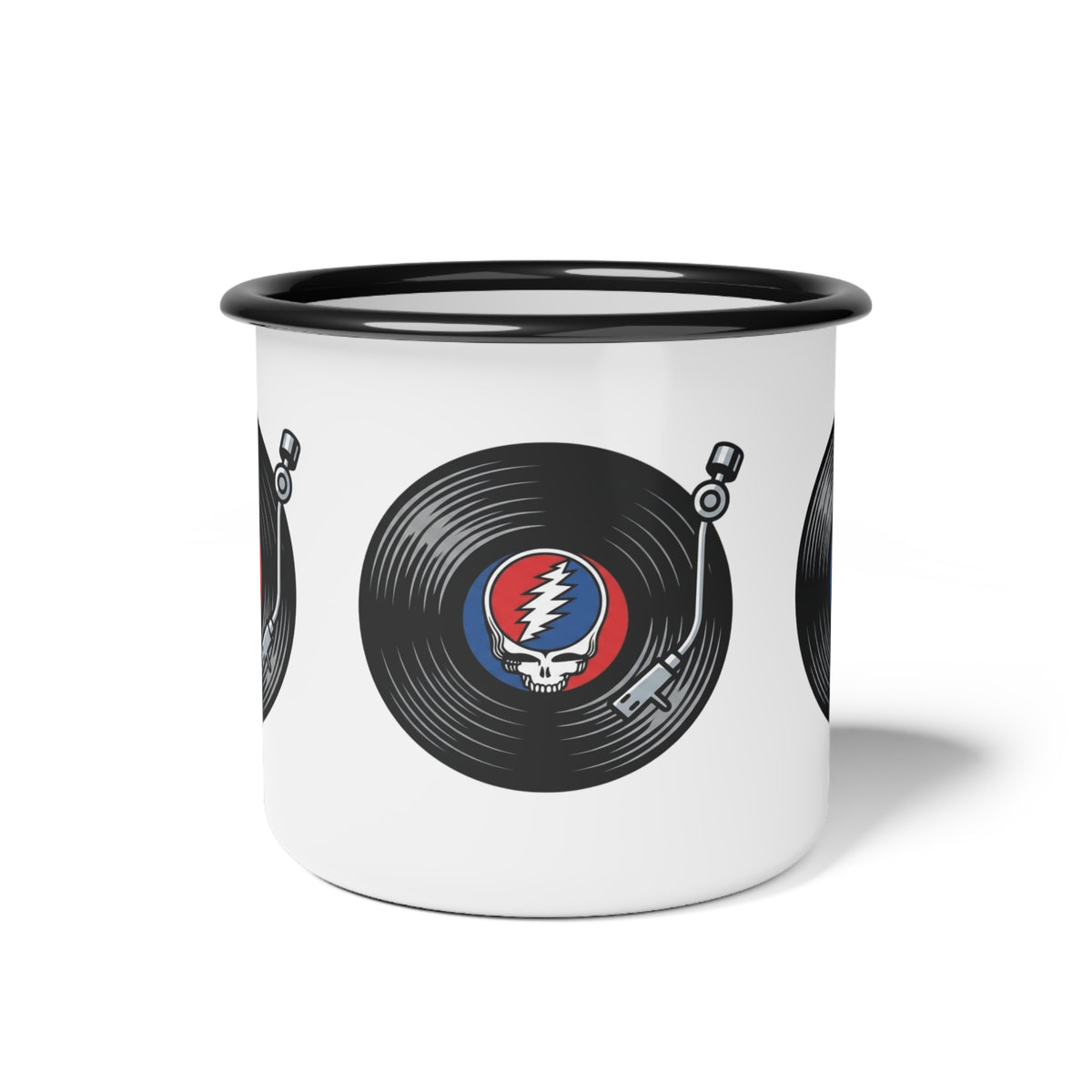 Grateful Dead Skull Lightning Record enamel camp cup | Vinyl Turntable Design