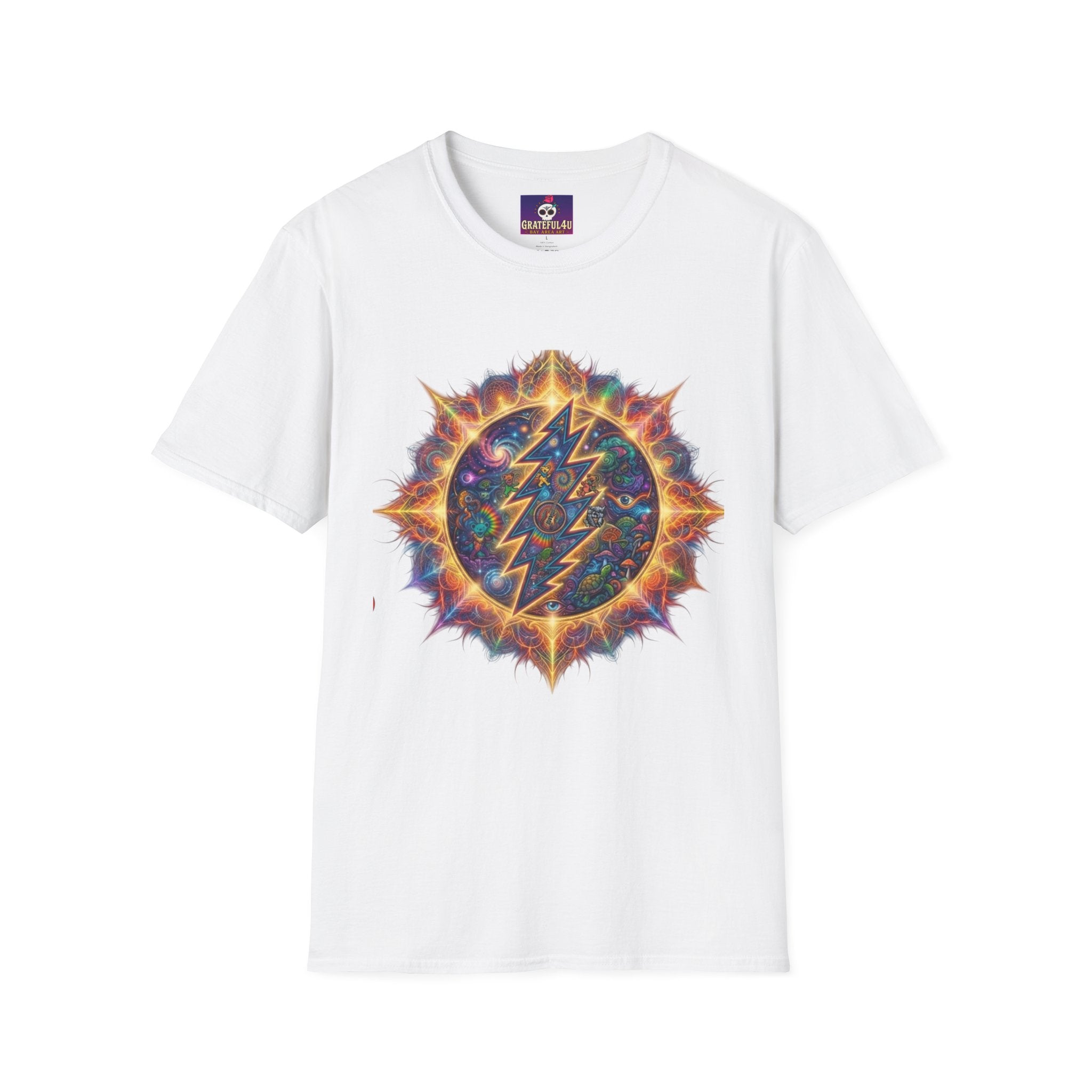 Psychedelic Lightning Mandala T-Shirt | Grateful Dead Inspired Hippie Tee