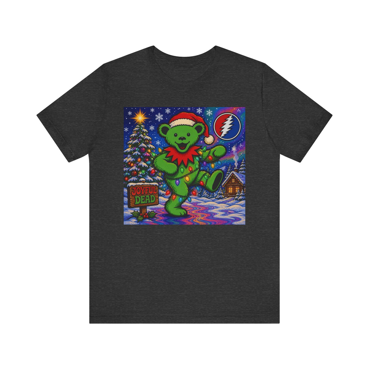 Gift for deadhead, her, him, Dancing Bear Christmas Grateful Dead Tee | Holiday Stealie Graphic