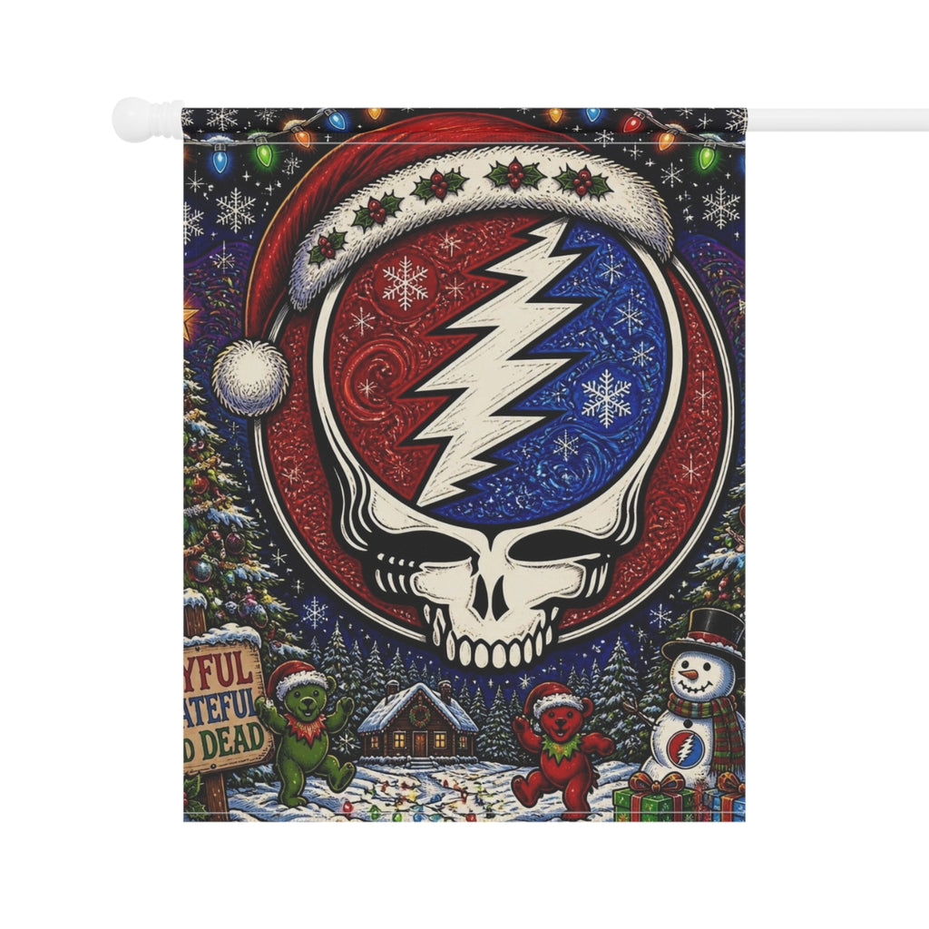 Steal Your Face Santa Skull Garden Flag | House Banner, Holiday Grateful Dead Décor