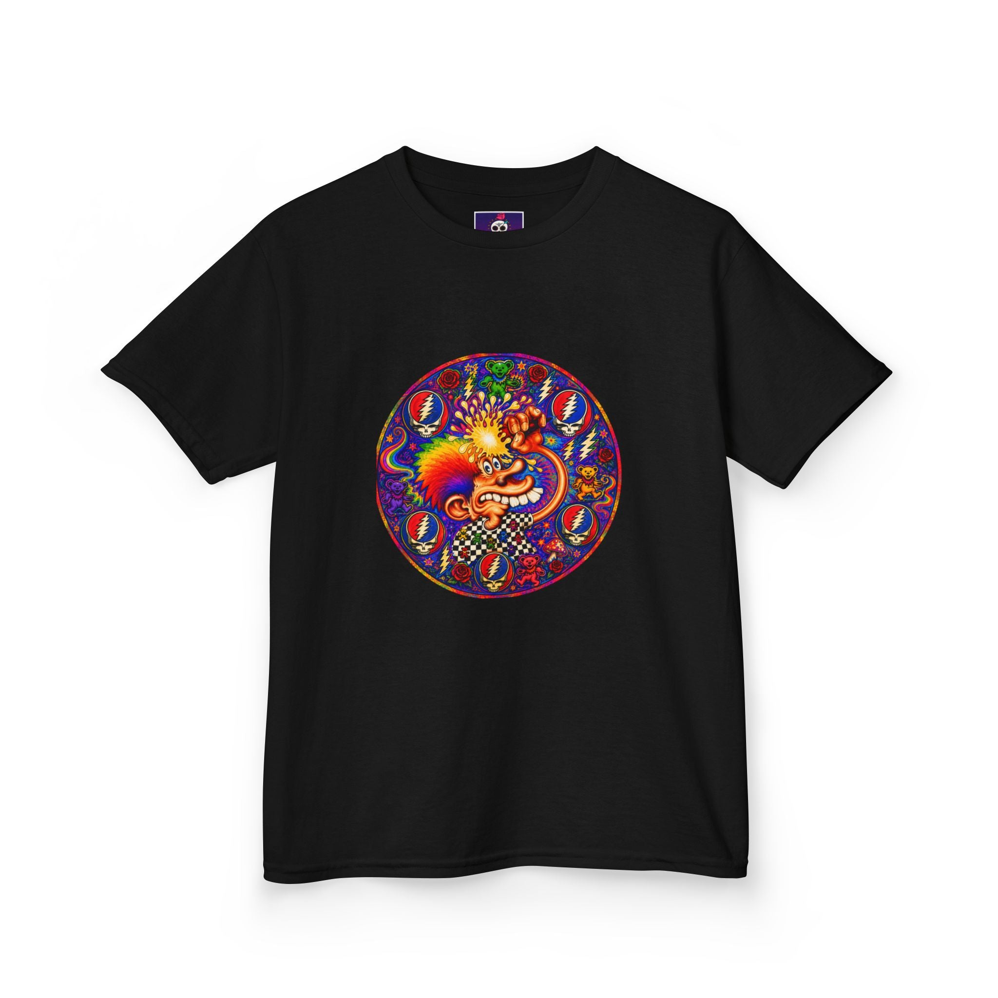 Psychedelic Grateful dead ice cream manKids T-Shirt | Colorful Mandala Circle Design