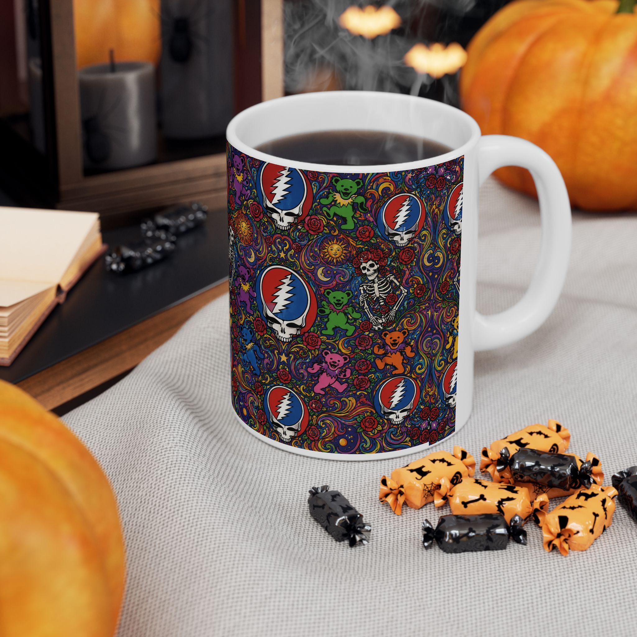 Psychedelic Grateful Dead Steal Your Face Pattern Mug | Ceramic Coffee Cup