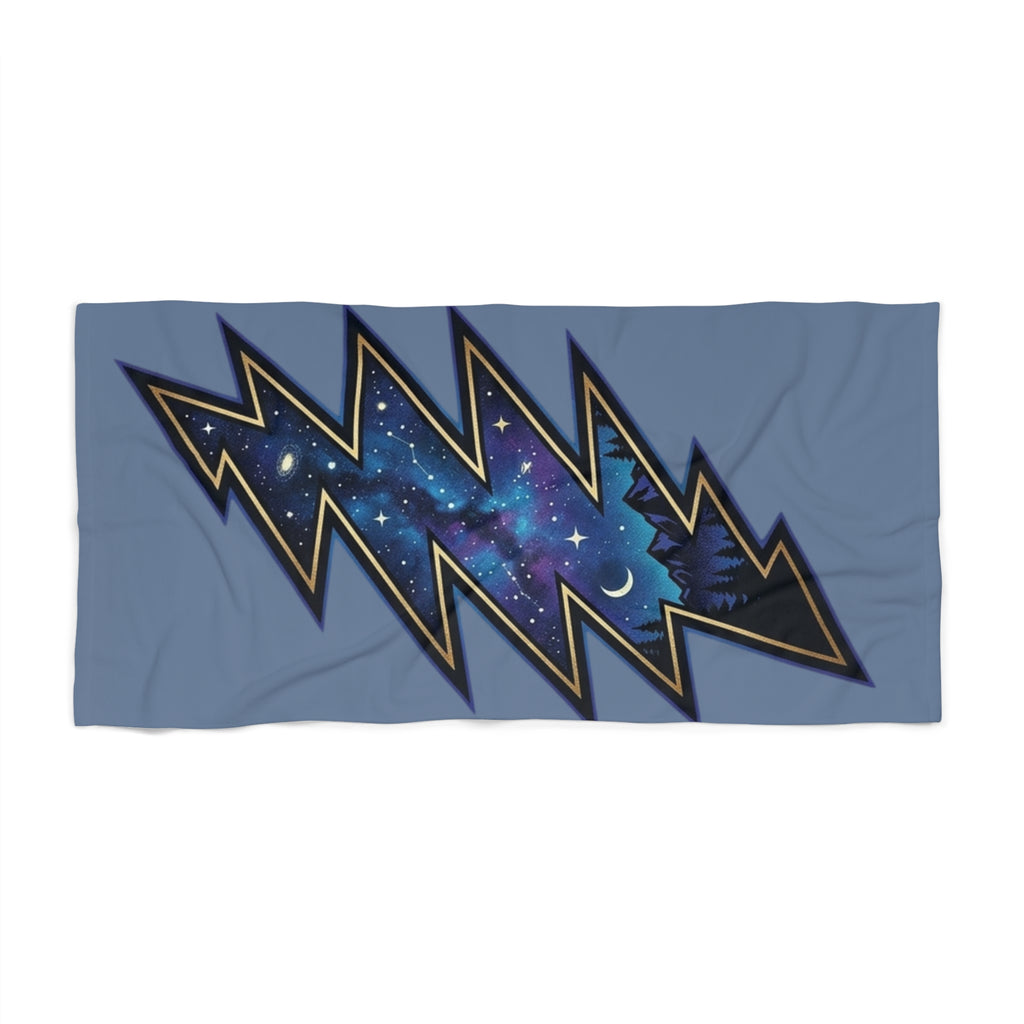 Galaxy Lightning Bolt Beach Towel | Space Forest Night Sky Grateful Dead