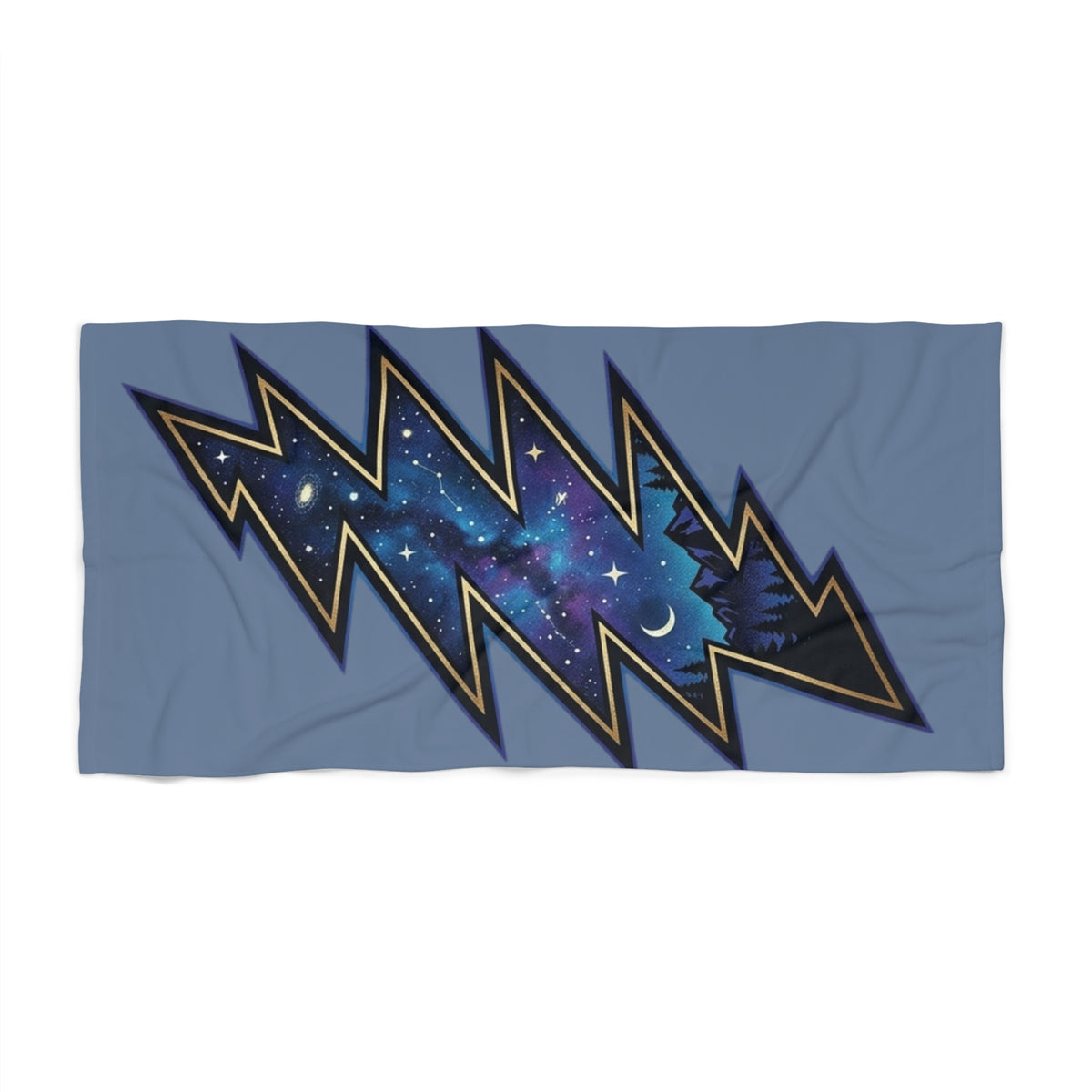 Galaxy Lightning Bolt Beach Towel | Space Forest Night Sky Grateful Dead