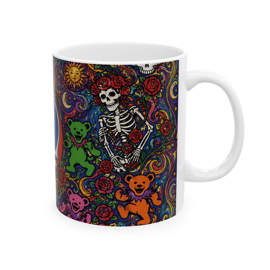 Grateful Dead Steal Your Face Skull Mug | Psychedelic Dancing Bears Ceramic