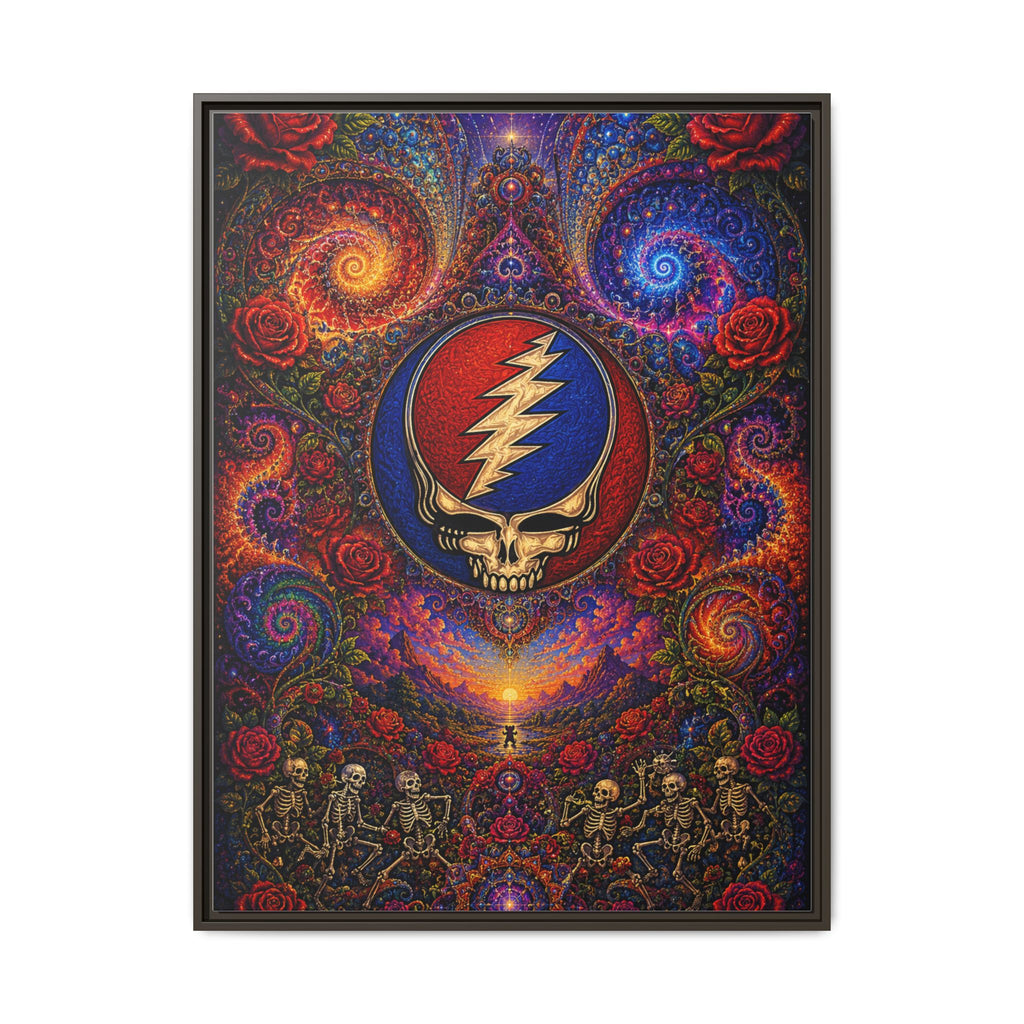 Steal Your Face Skull Lightning Canvas Framed Wall Art | Matte Framed Canvas, Grateful Dead, gift for a deadhead