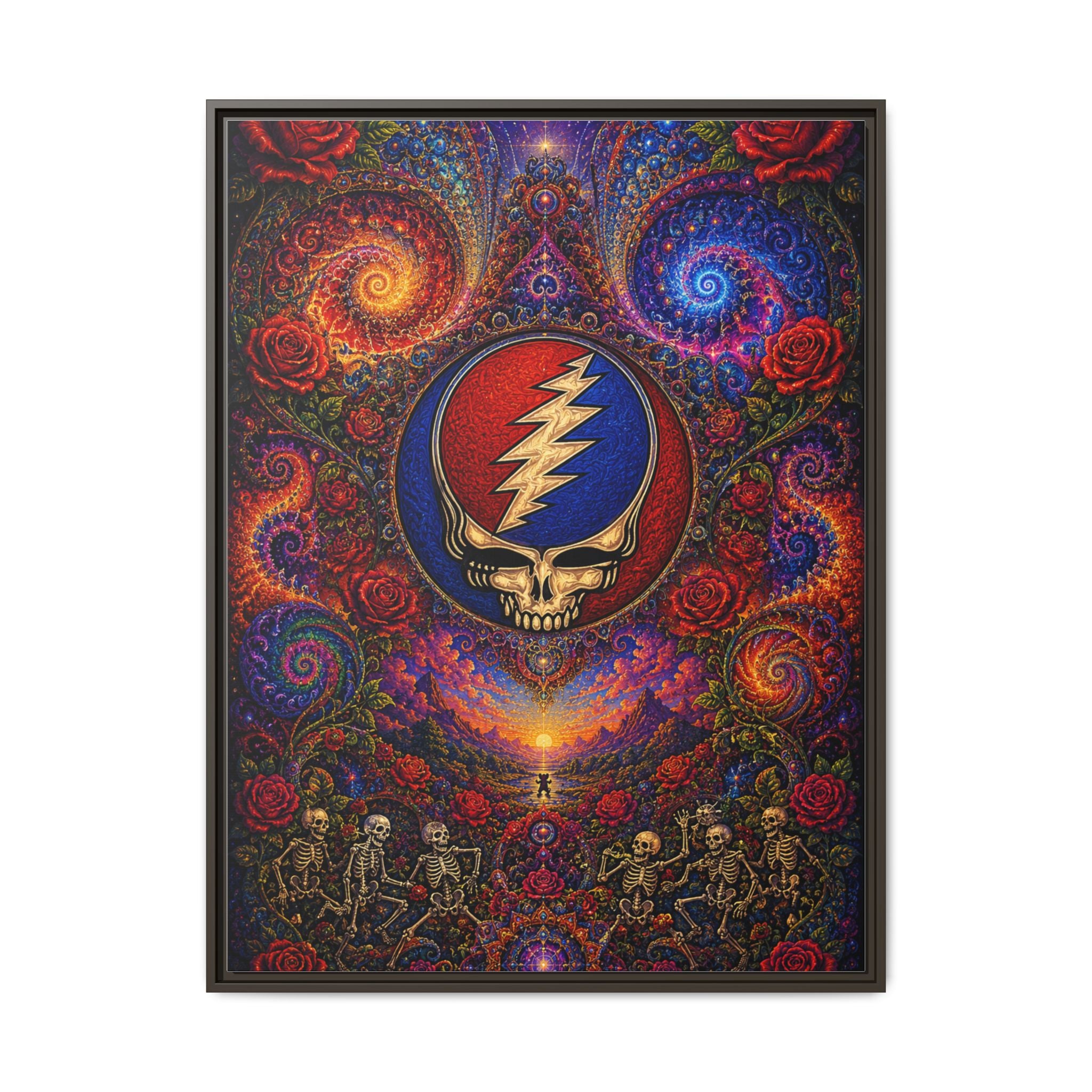 Steal Your Face Skull Lightning Canvas Framed Wall Art | Matte Framed Canvas, Grateful Dead, gift for a deadhead