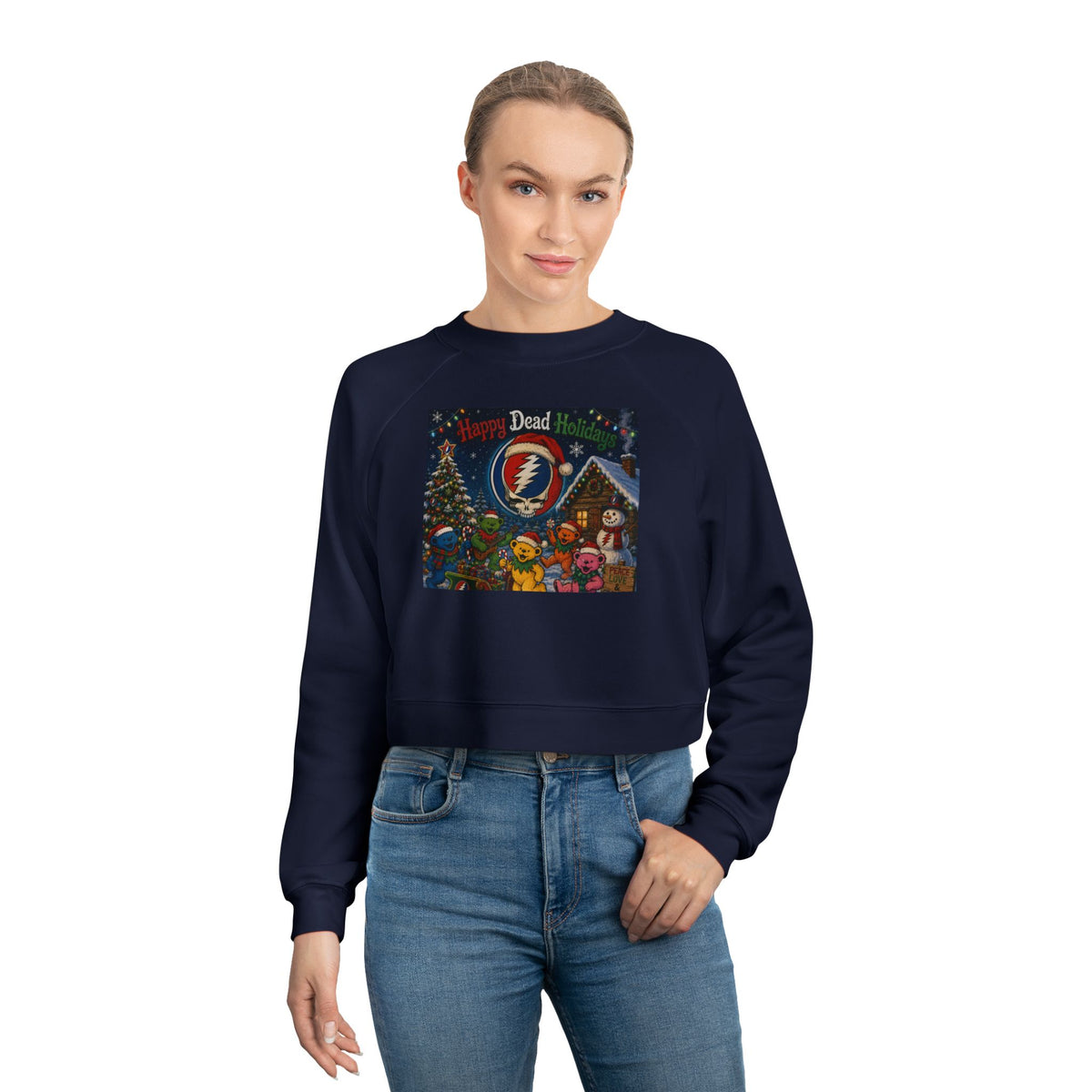 Grateful Dead Holiday Album Art Cropped Sweatshirt | Band Christmas Design, gift for deadhead, her
