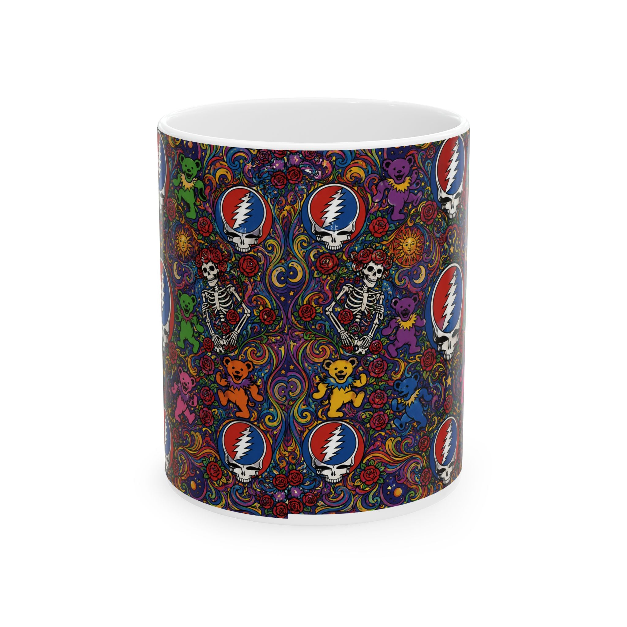 Psychedelic Grateful Dead Steal Your Face Pattern Mug | Ceramic Coffee Cup