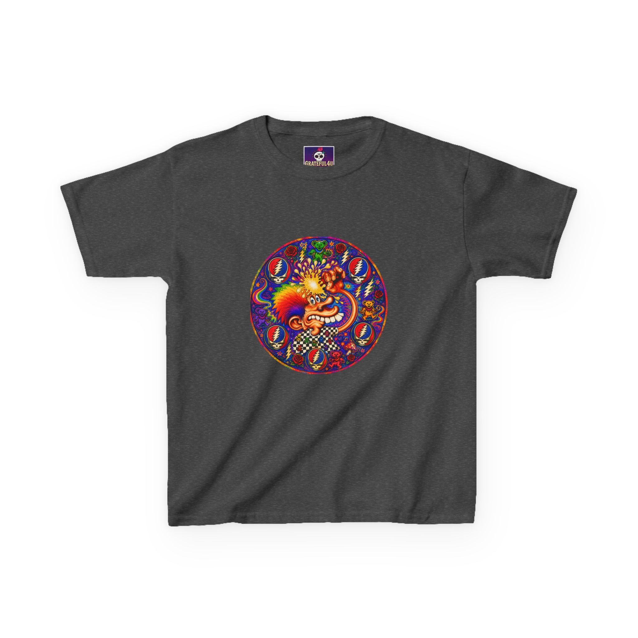 Psychedelic Grateful dead ice cream manKids T-Shirt | Colorful Mandala Circle Design