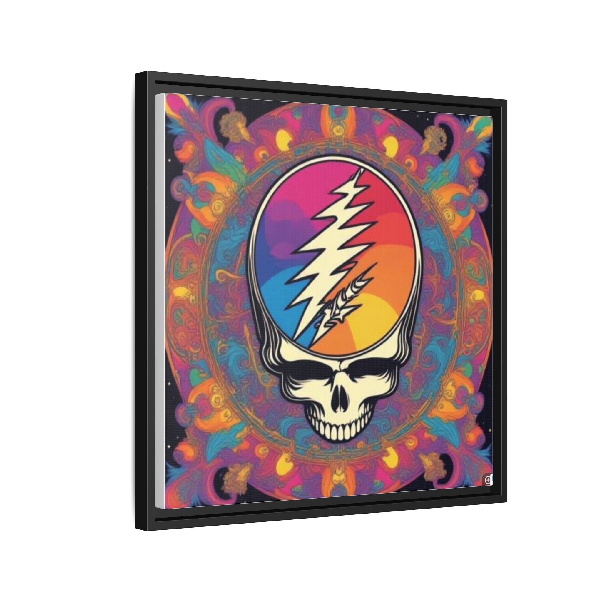 Psychedelic Lightning Skull Matte Canvas Framed | Grateful Dead Wall Art