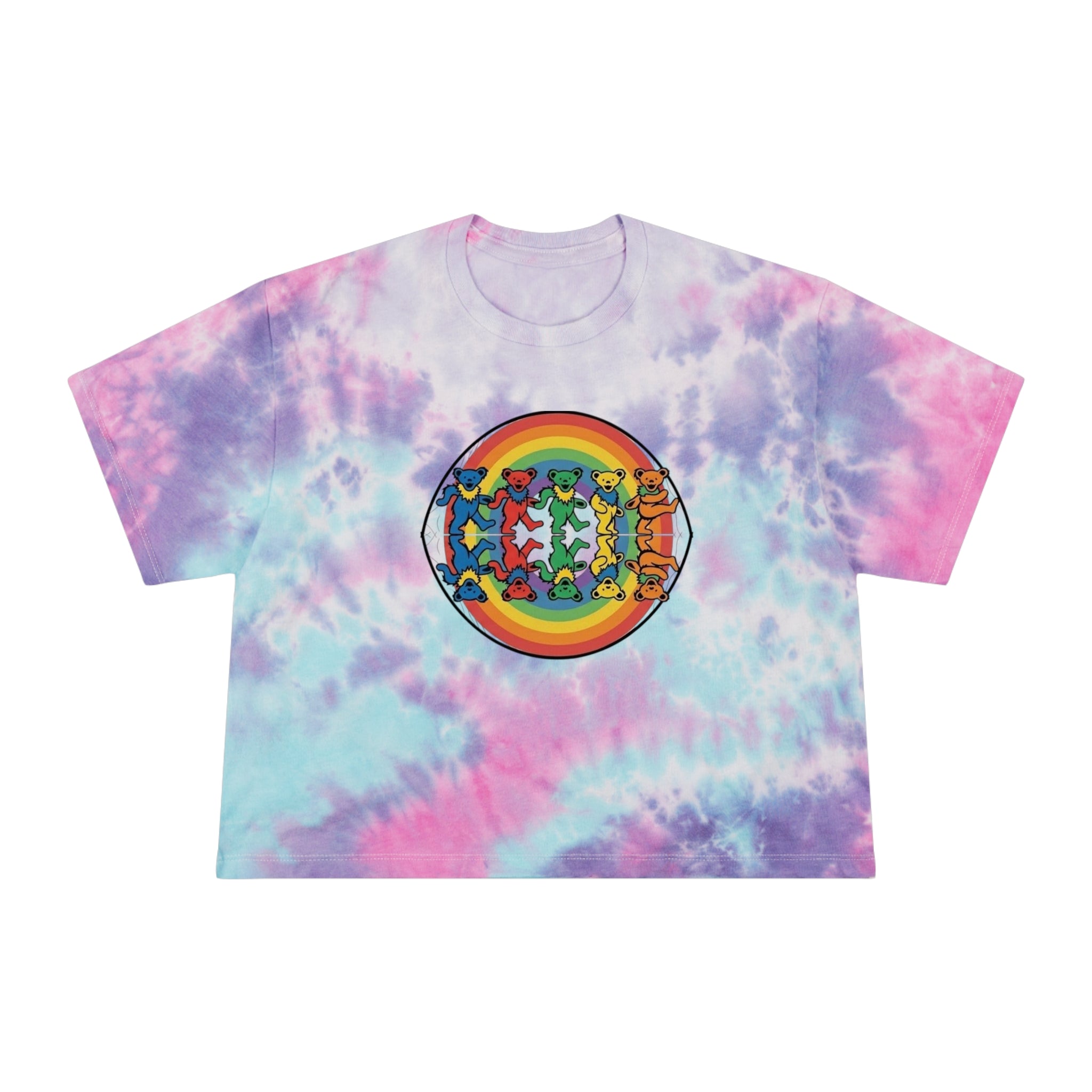Rainbow Grateful Dead Bears Tee | Tie-Dye Crop Tee