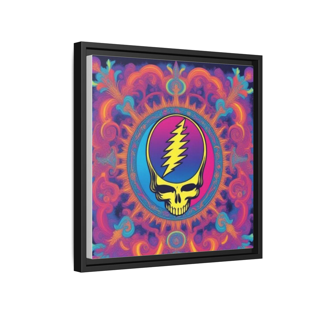 Psychedelic Steal Your Face Skull Matte Canvas Framed | Colorful Mandala Wall Art