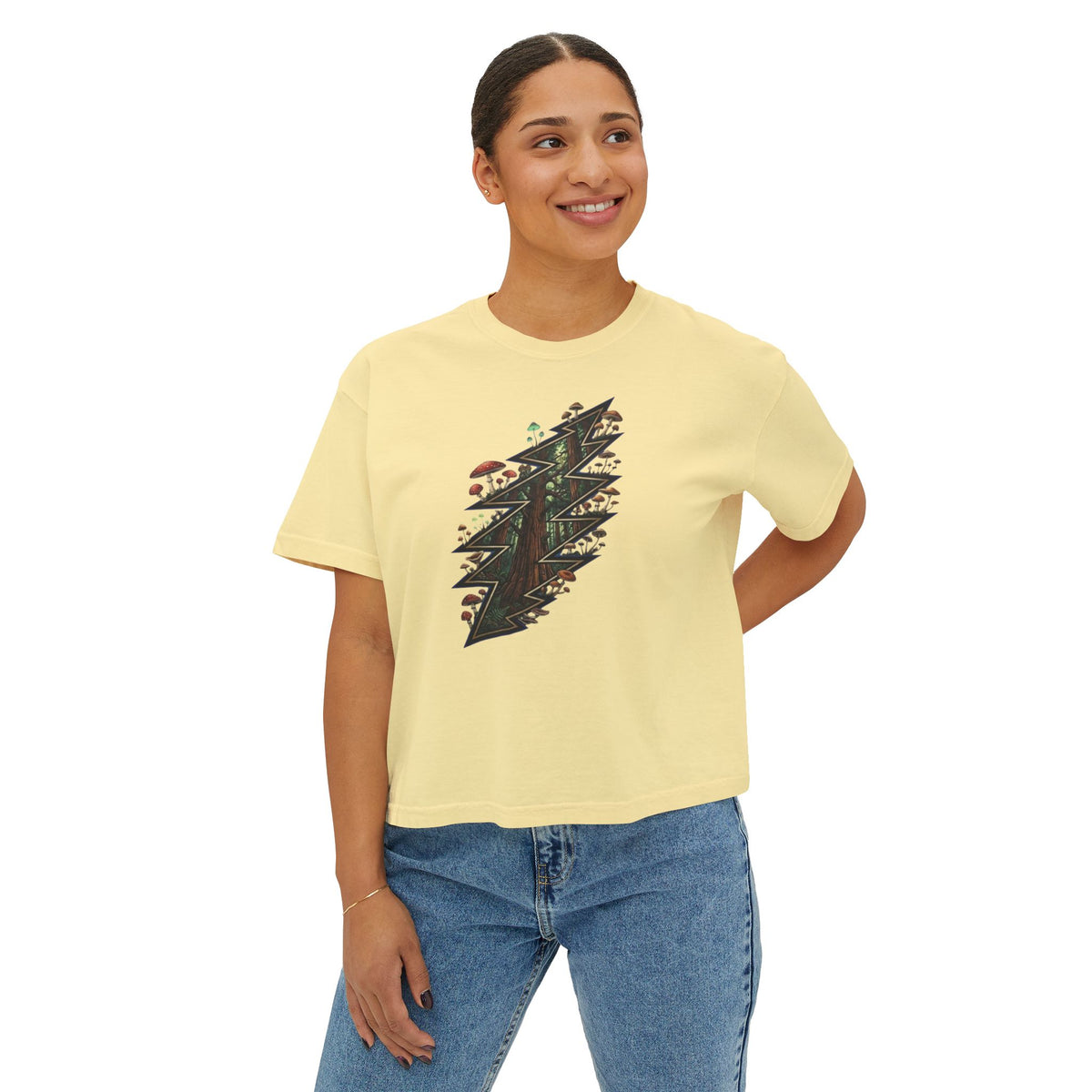 Grateful Dead Forest Lightning Bolt Tee | Woodland Mushrooms, Trees, Nature Graphic
