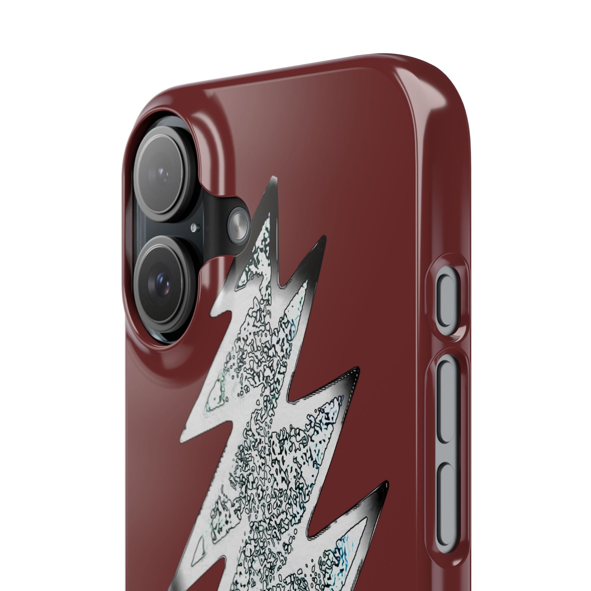 Silver Lightning Bolt Slim Case | Phone Case, Burgundy Background, gift for deadhead