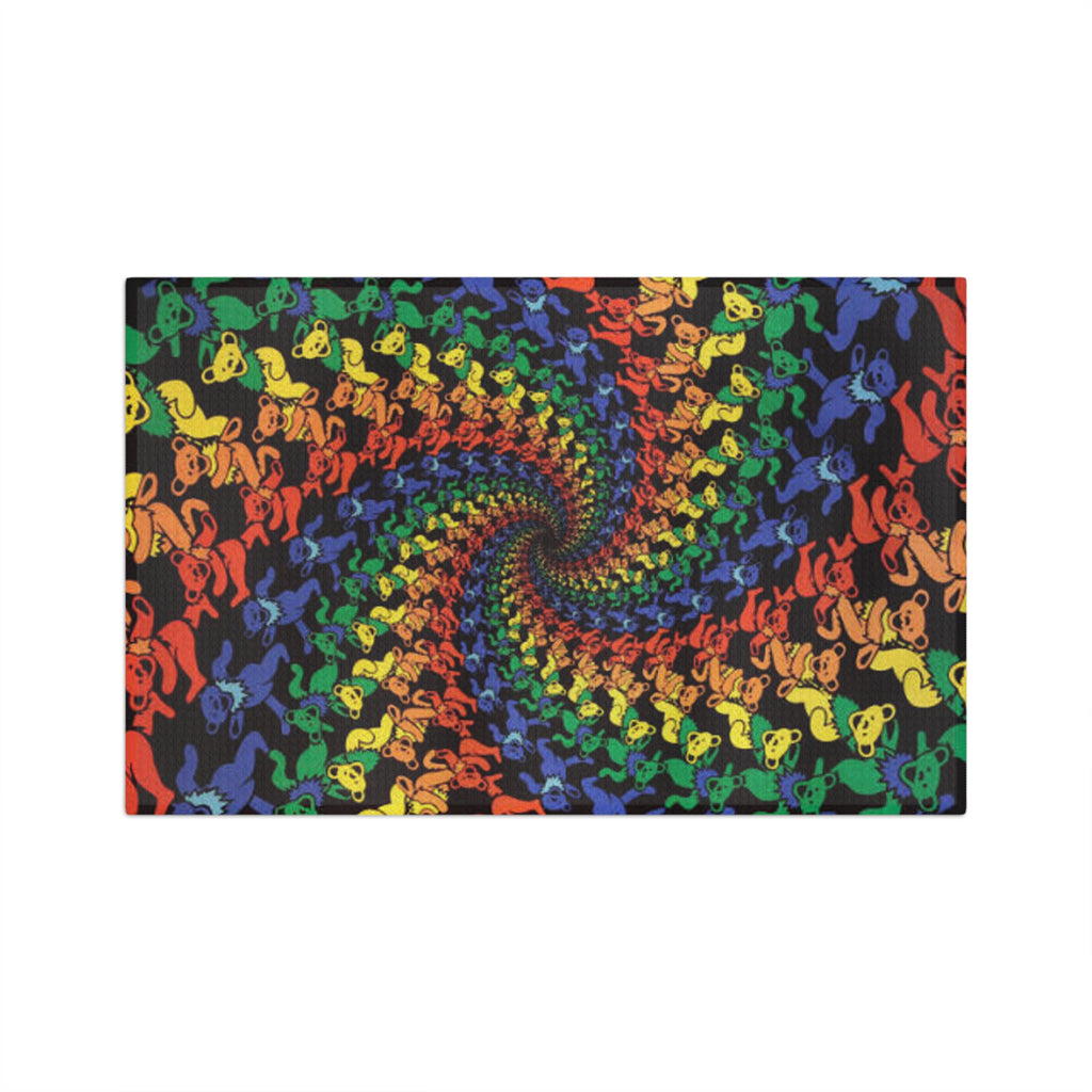 Grateful Dead Bear Rainbow Dancing Bears Spiral Microfiber Tea Towel | Psychedelic Kitchen Linen, gift for her , gift for deadhead