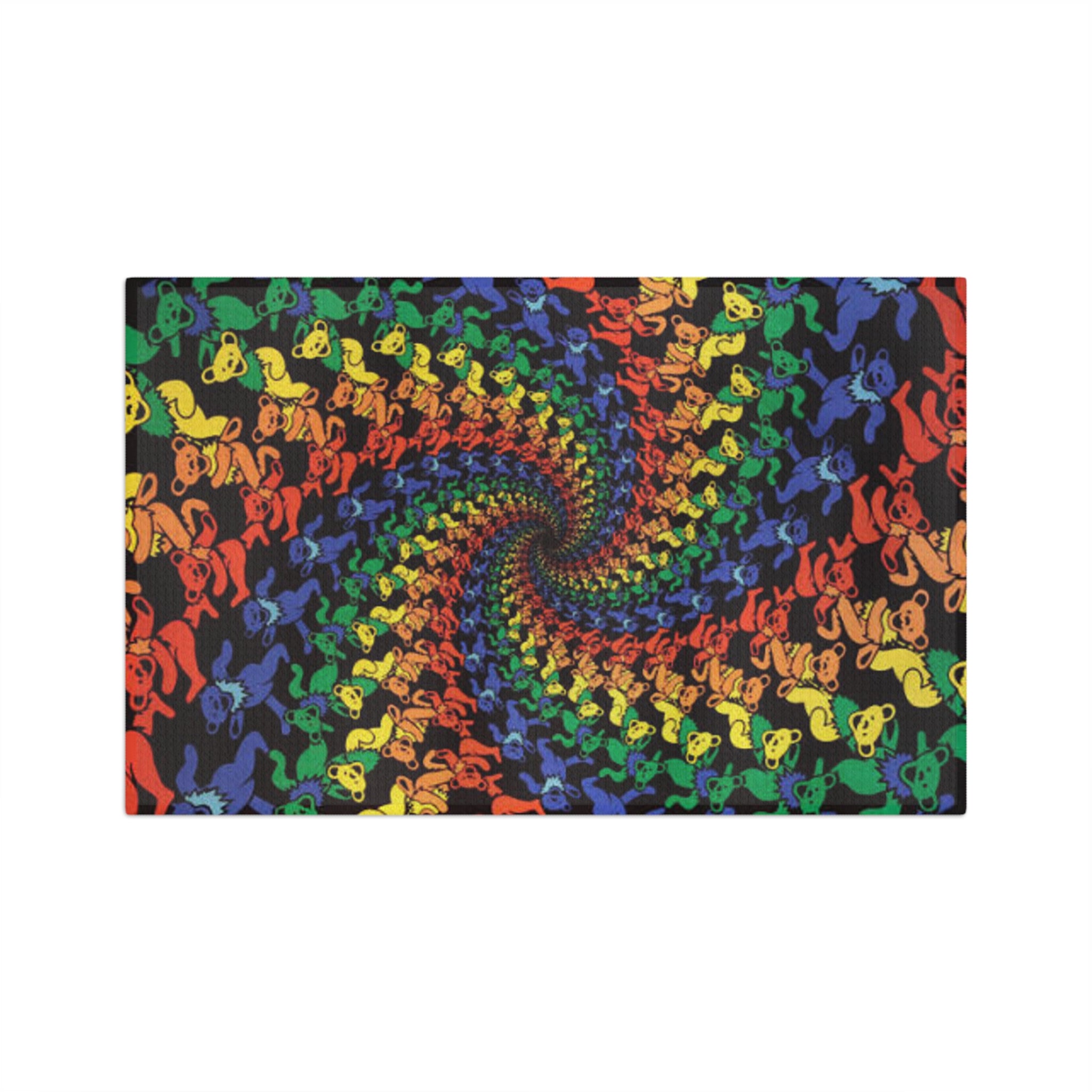 Grateful Dead Bear Rainbow Dancing Bears Spiral Microfiber Tea Towel | Psychedelic Kitchen Linen, gift for her , gift for deadhead