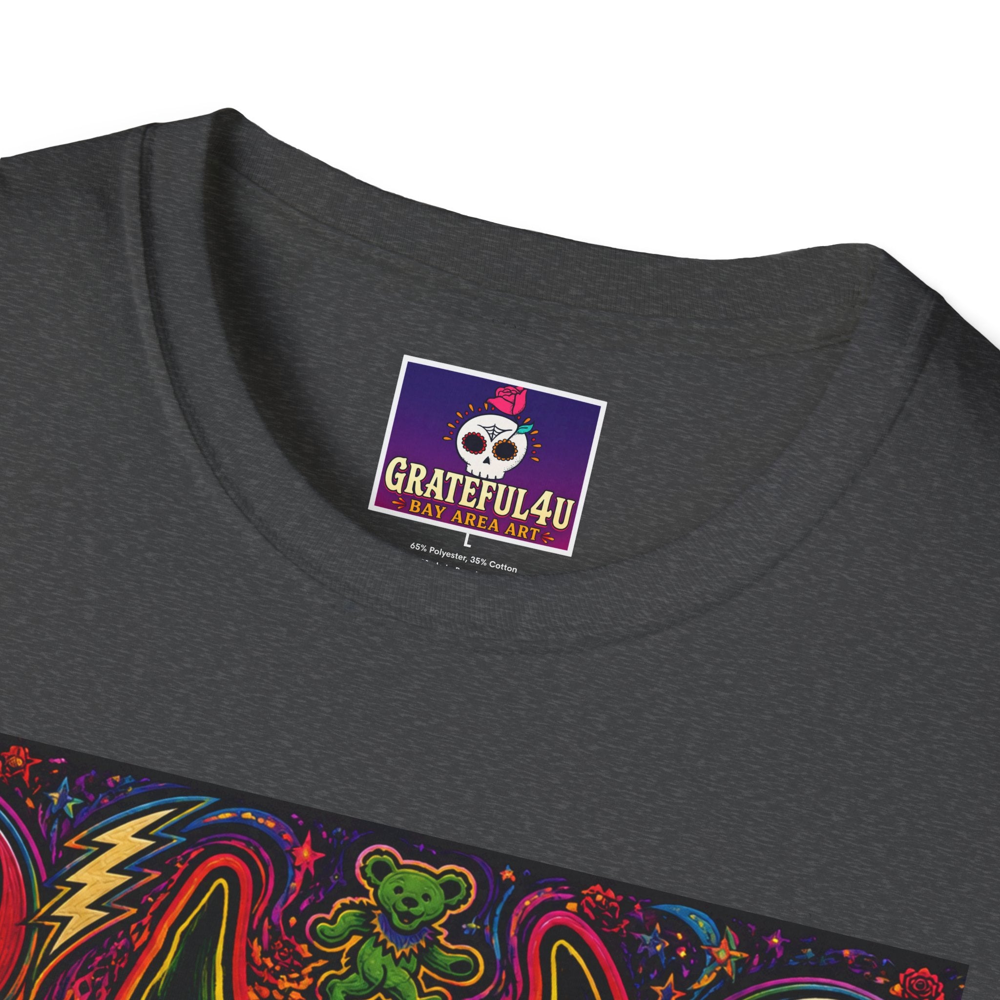 Psychedelic Dire Wolf Grateful Dead  Illustration T-Shirt | Retro Skull Lightning Graphics