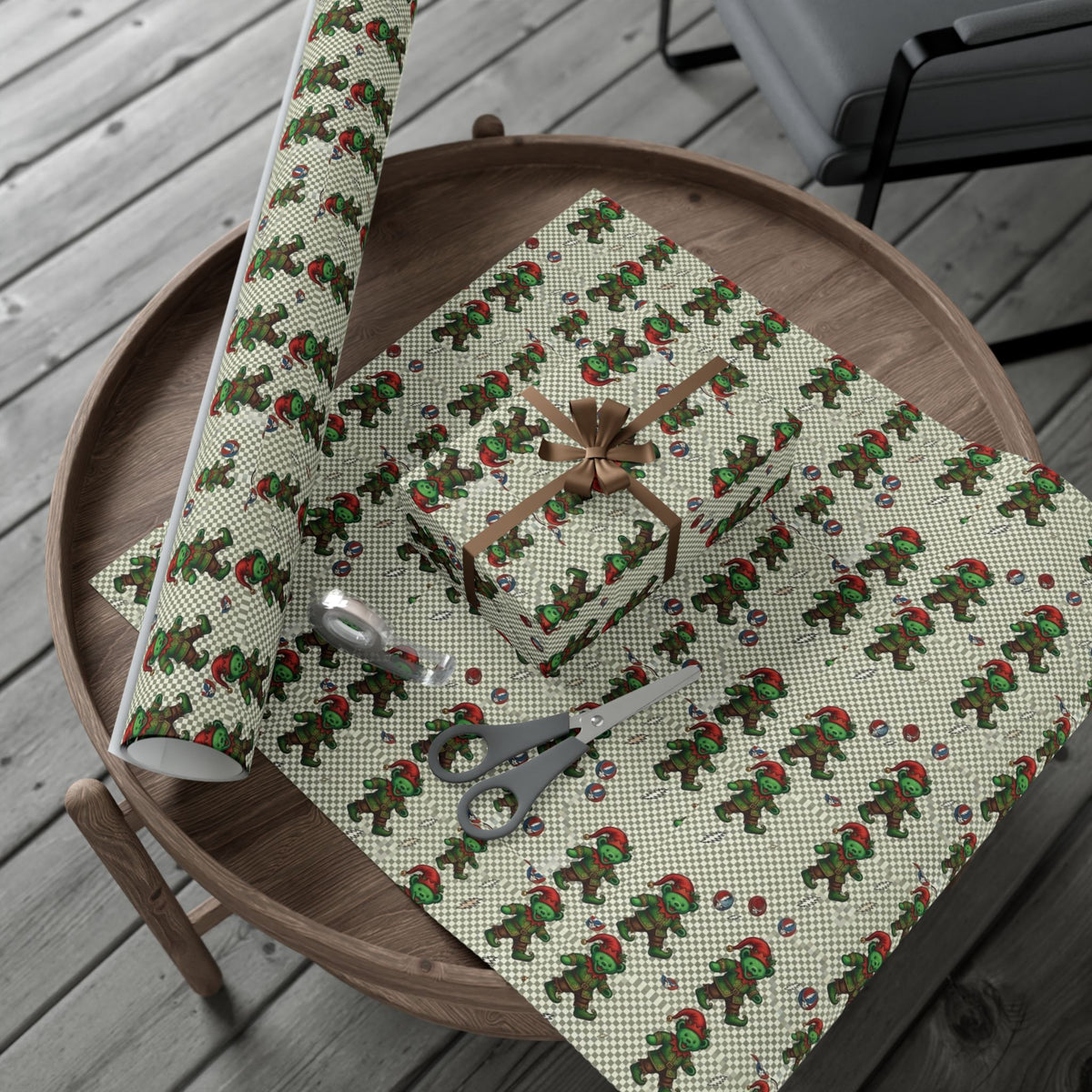 Gingerbread Elf Pattern Gift Wrap Paper | Christmas Wrapping Paper Roll, grateful dead, gift for deadhead