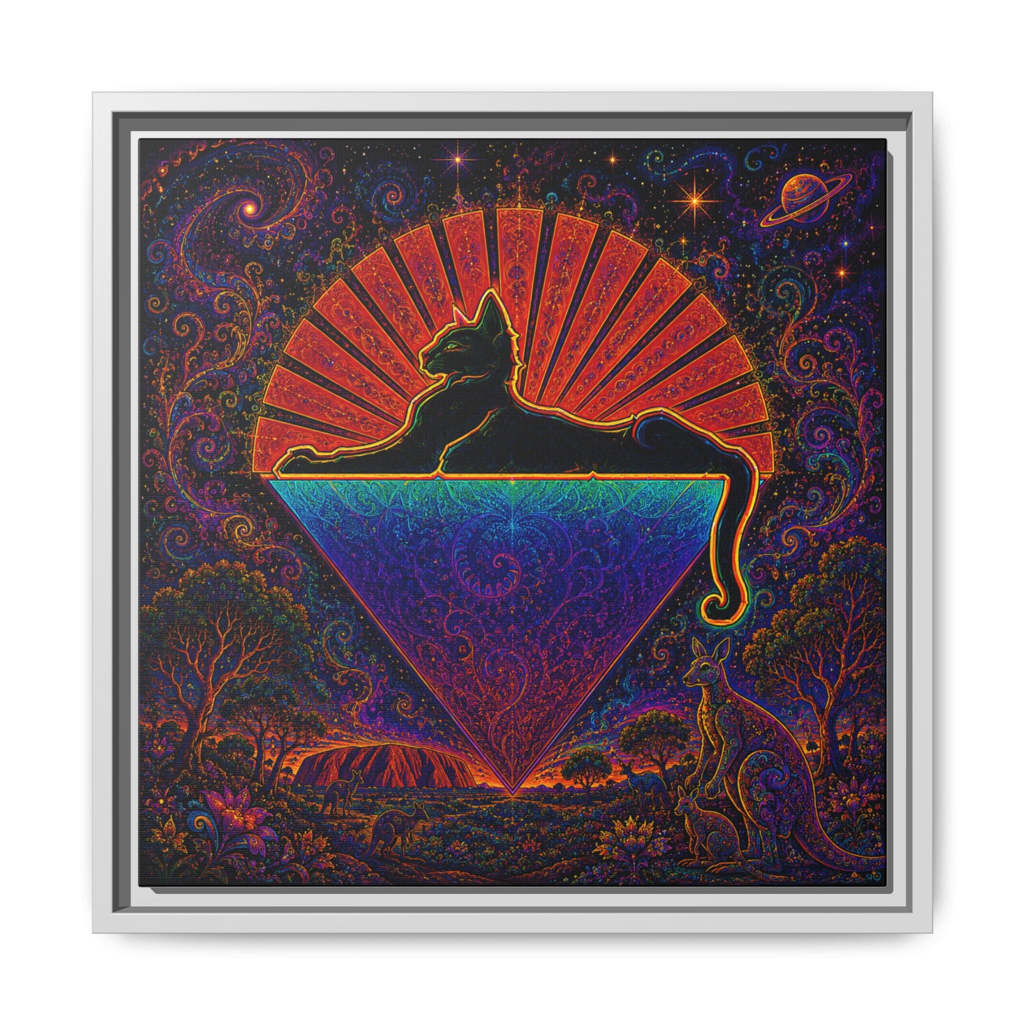 Cats down under the stars Mystic Cat Silhouette Canvas