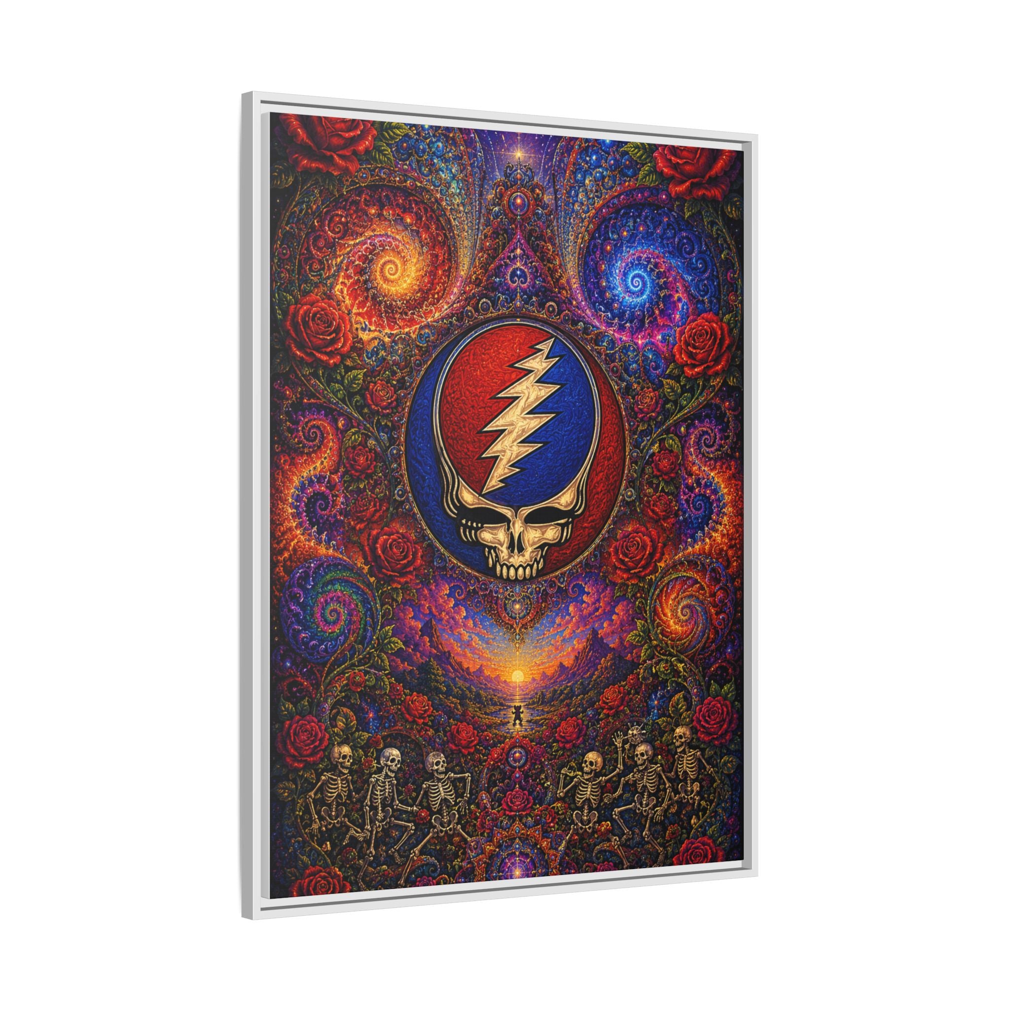 Steal Your Face Skull Lightning Canvas Framed Wall Art | Matte Framed Canvas, Grateful Dead, gift for a deadhead