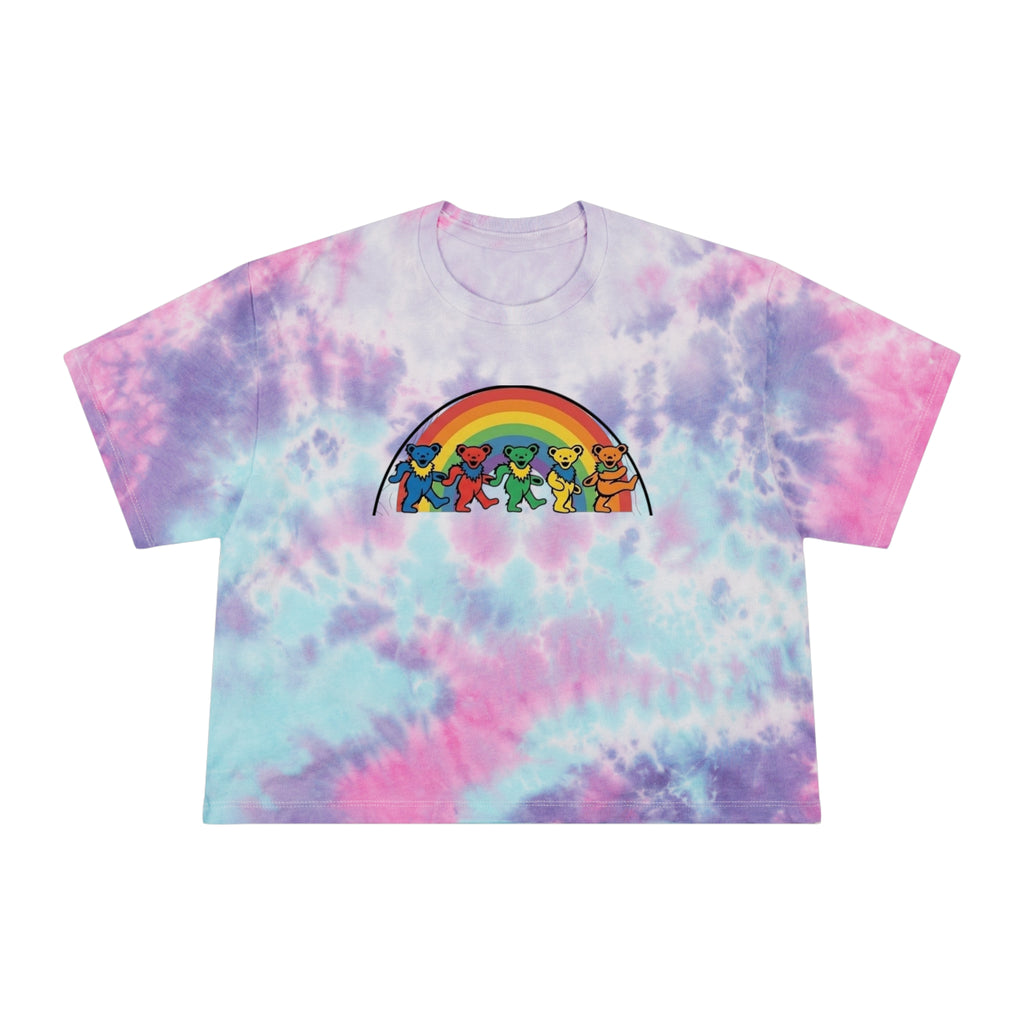 Dancing Bears Rainbow Tee | Tie-Dye Crop Tee, gift for her, deadhead, Grateful Dead inspired