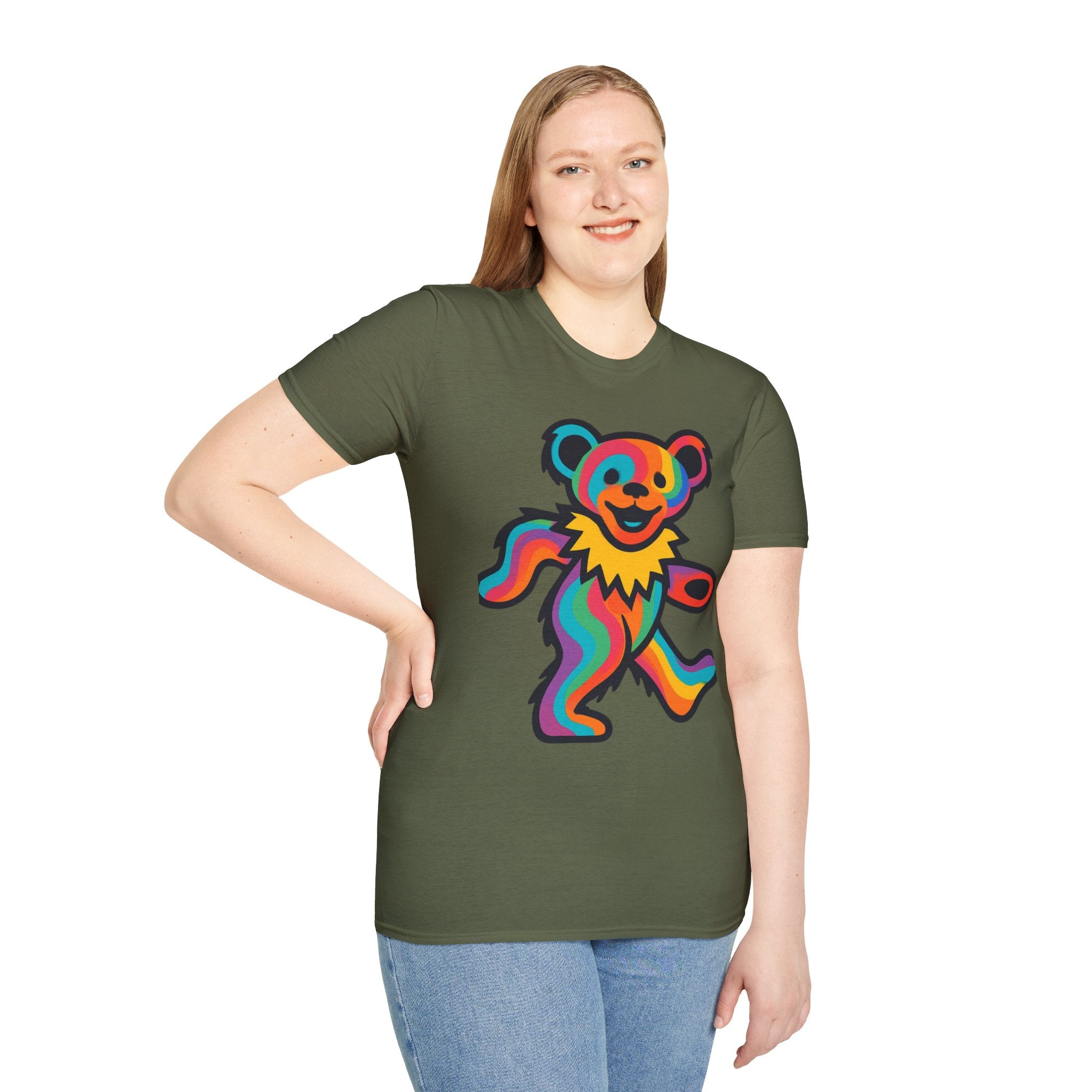 Colorful Dancing Bear T-Shirt | Rainbow Psychedelic Grateful Dead Style