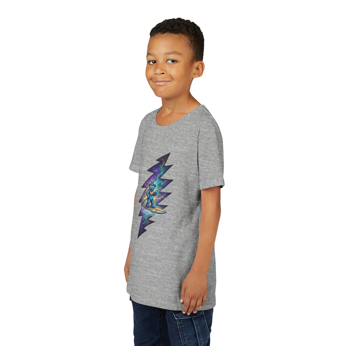 Grateful Dead Cosmic Surfing Bear Youth Tee | Lightning Bolt Space Art