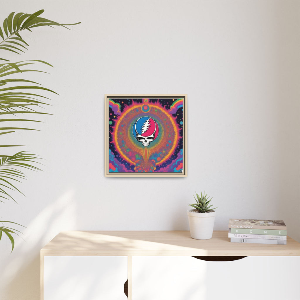Psychedelic Skull Lightning Bolt Matte Canvas Framed | Colorful Wall Art