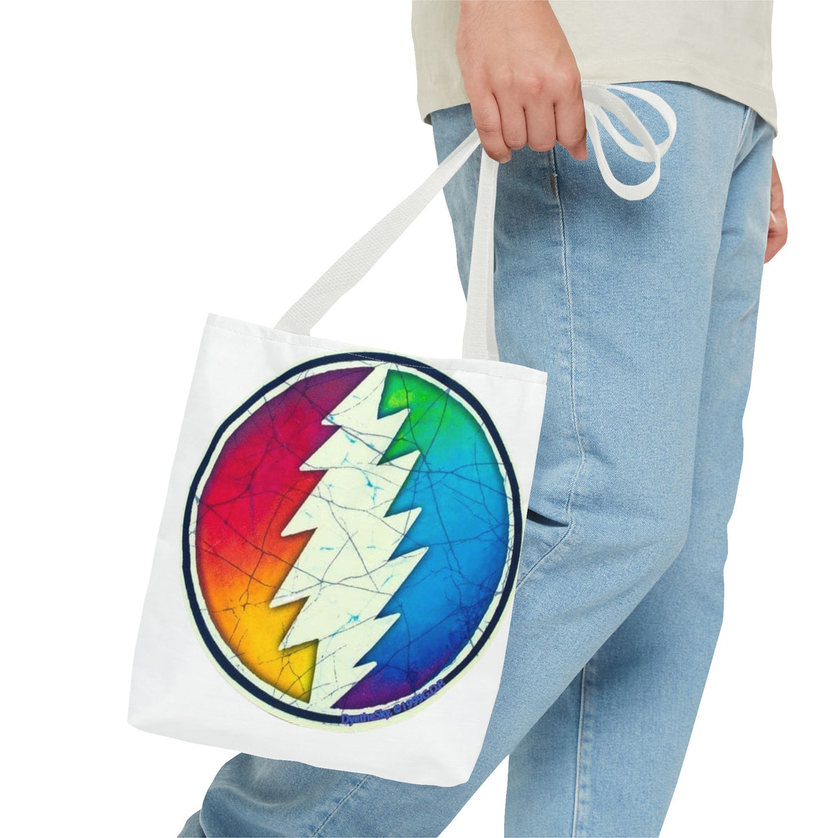 Rainbow Steal Your Face Tote Bag | Psychedelic Grateful Dead Circle