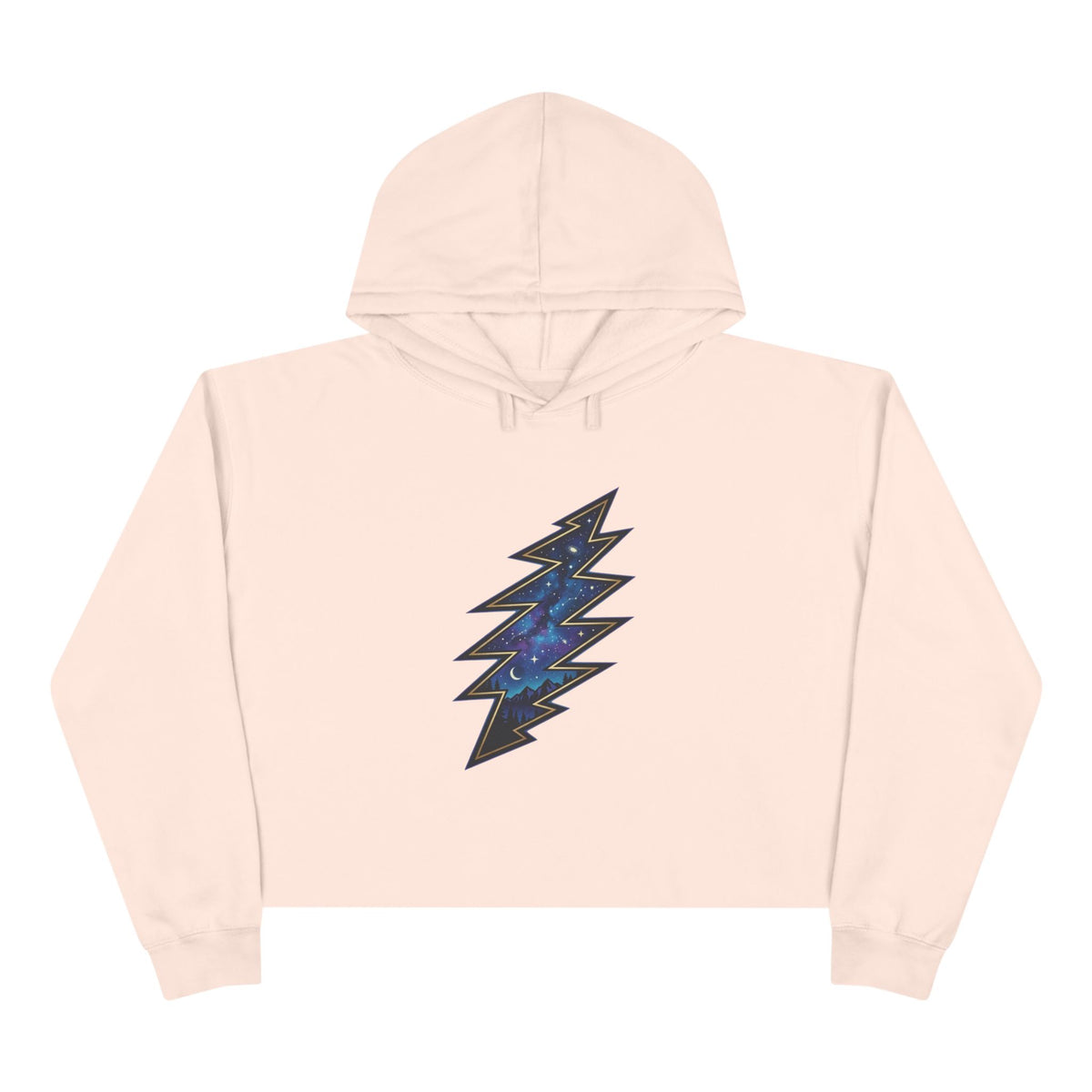 Grateful Dead Galaxy Lightning Bolt Crop Hoodie | Space Thunderbolt Cropped Sweatshirt