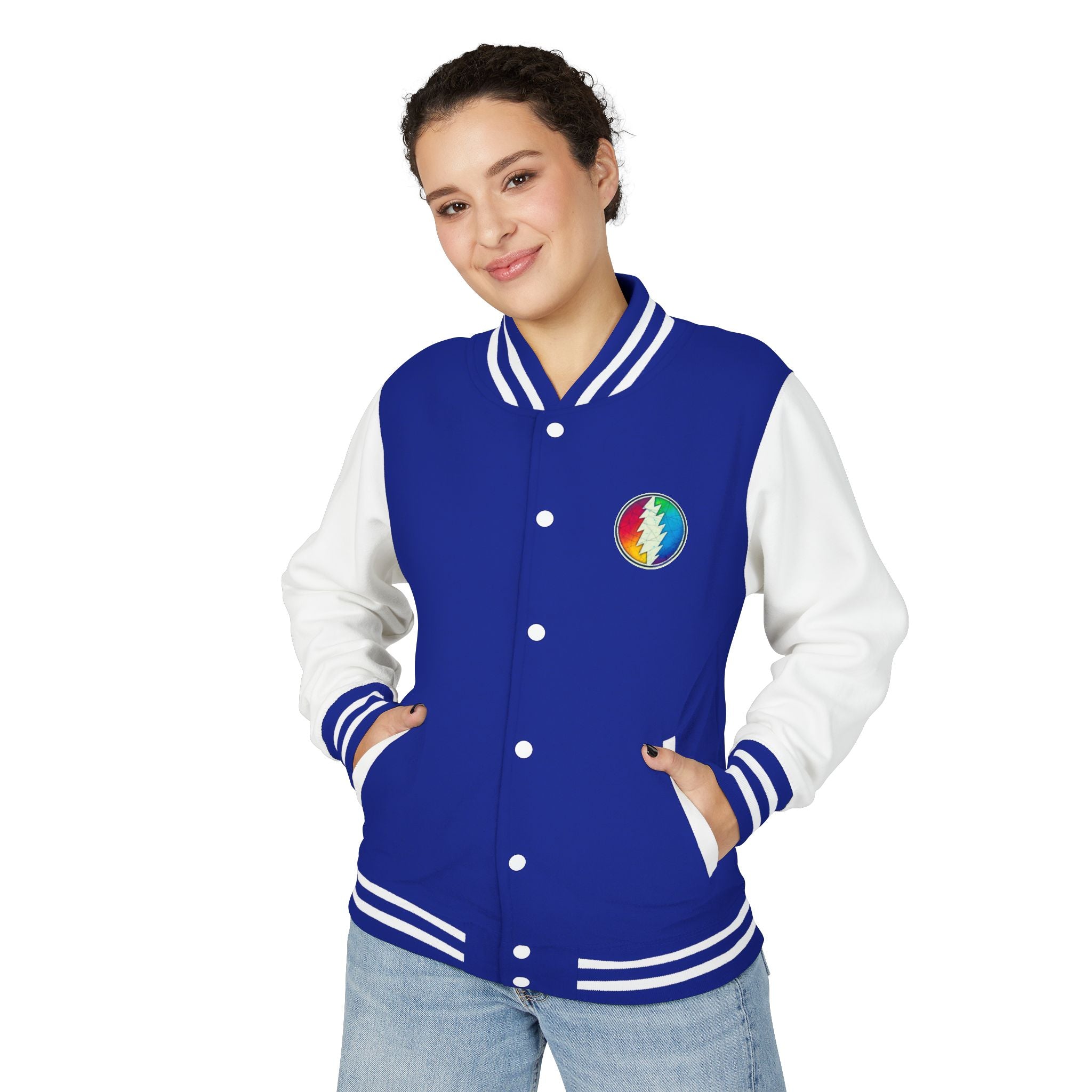 Rainbow Grateful Dead Steal Your Face Letterman Jacket | Varsity Jacket, gift for deadhead unisex