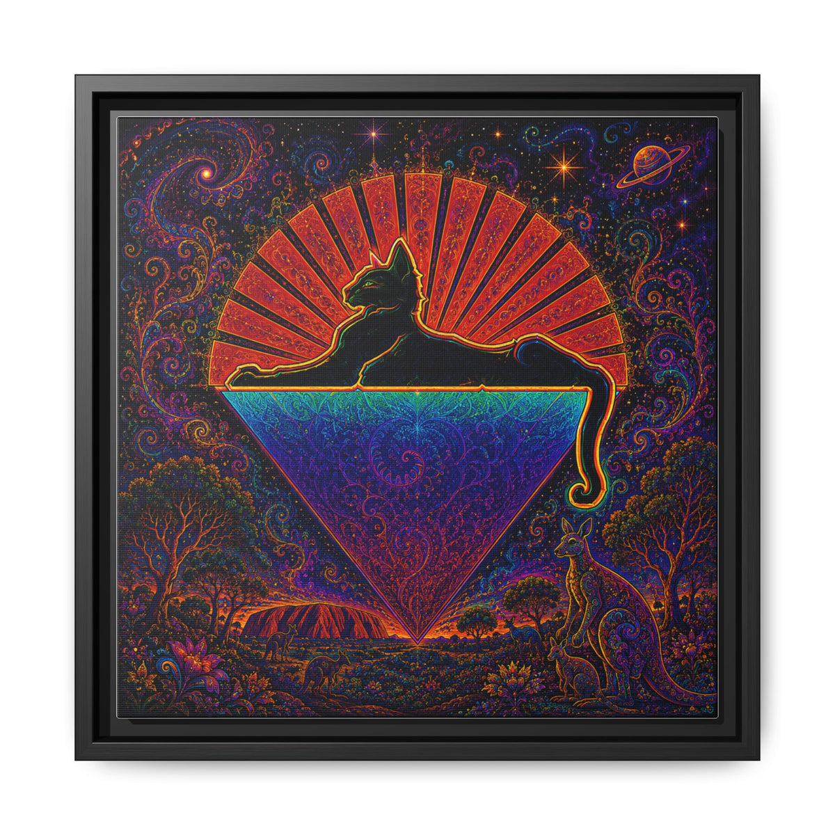 Cats down under the stars Mystic Cat Silhouette Canvas