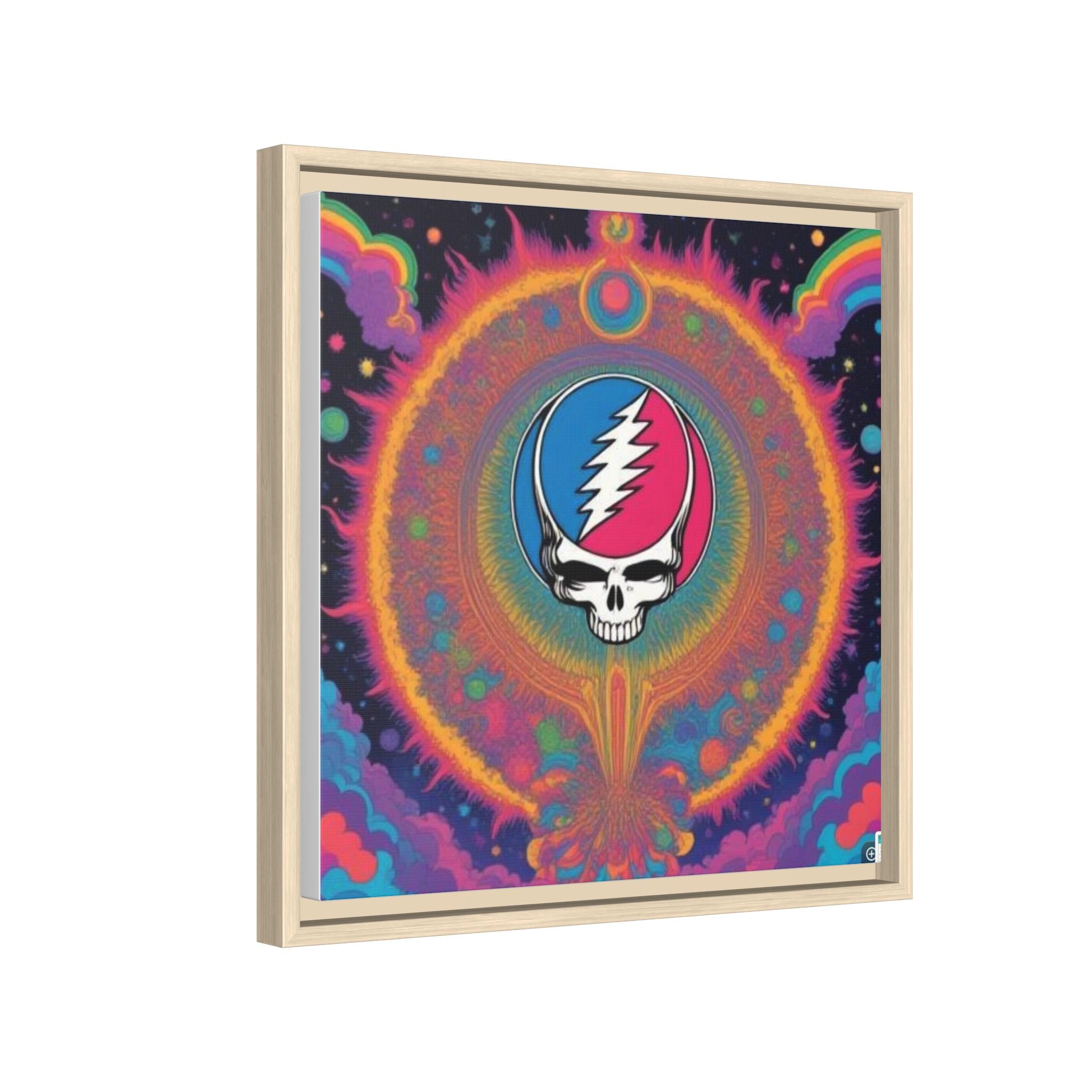 Psychedelic Skull Lightning Bolt Matte Canvas Framed | Colorful Wall Art