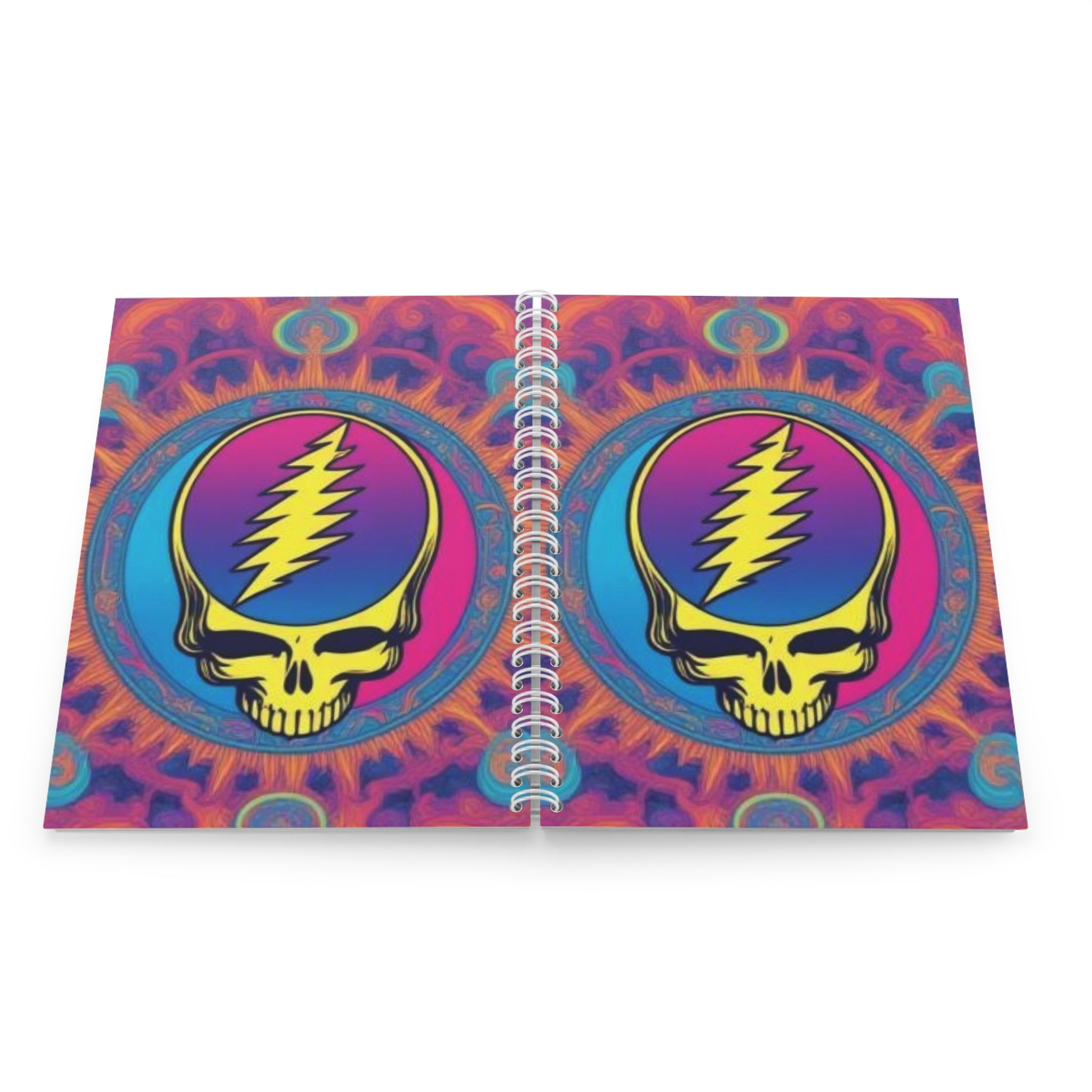 Lightning Skull psychedelic spiral notebook | Grateful Dead inspired journal