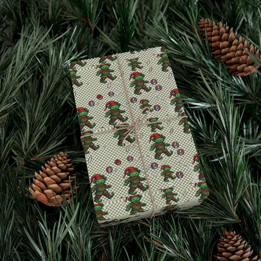 Grateful Dead Holiday Pattern Gift Wrap | Red Music Band Wrapping Paper