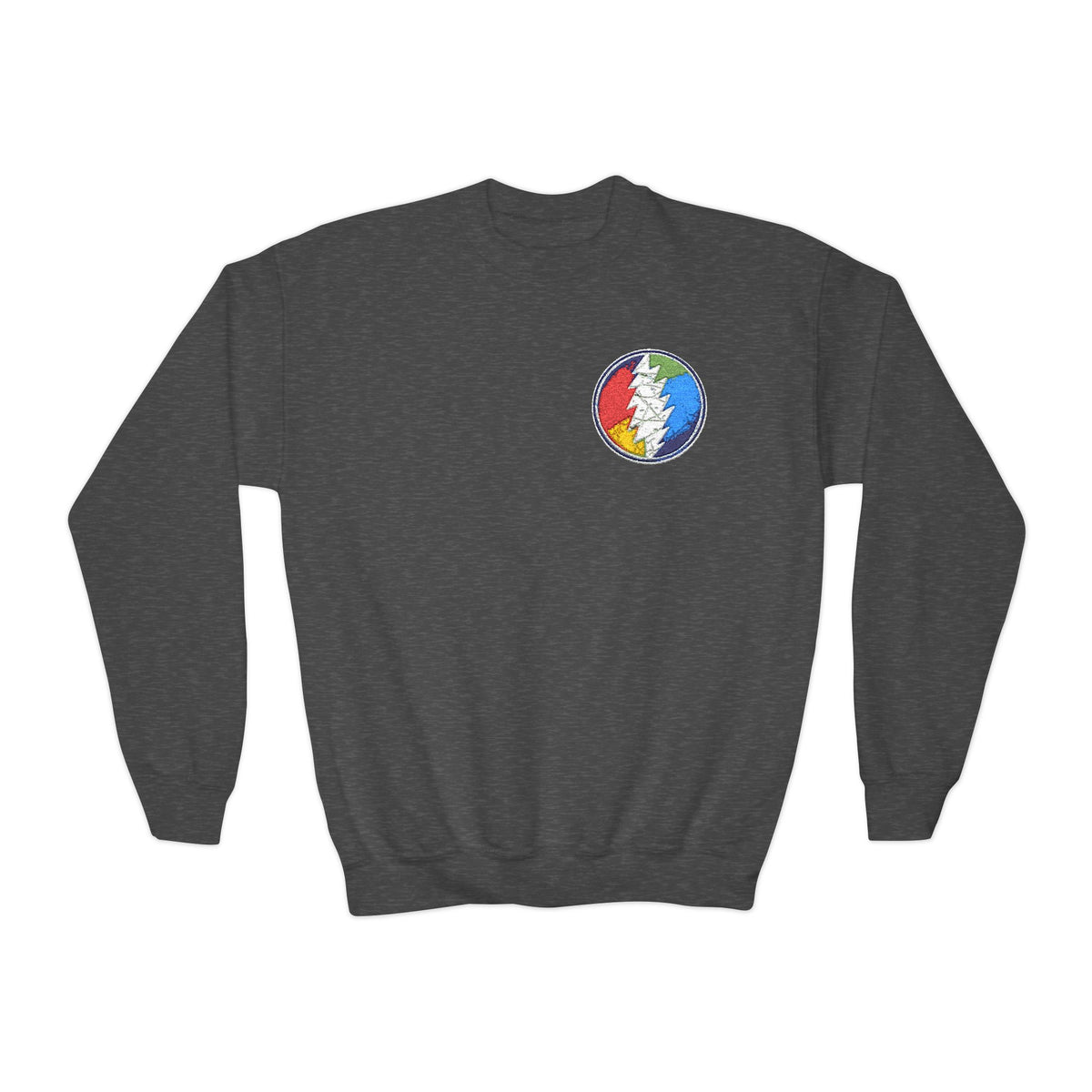 Grateful Dead Steal Your Face Logo Youth Crewneck Sweatshirt | Band Skull Patch