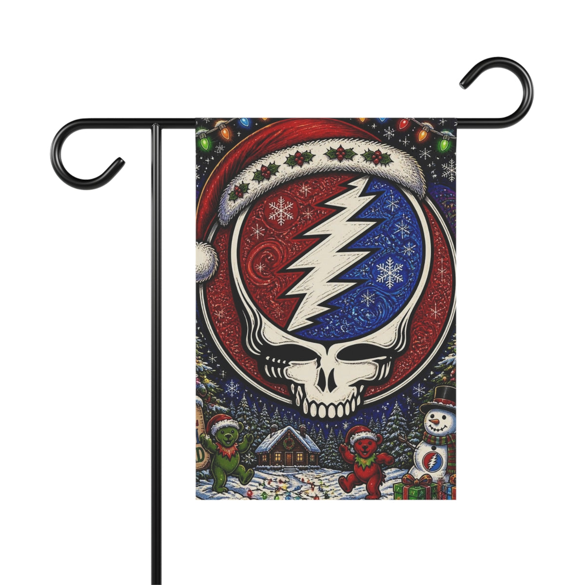 Steal Your Face Santa Skull Garden Flag | House Banner, Holiday Grateful Dead Décor