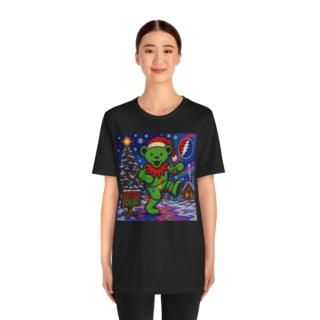 Gift for deadhead, her, him, Dancing Bear Christmas Grateful Dead Tee | Holiday Stealie Graphic