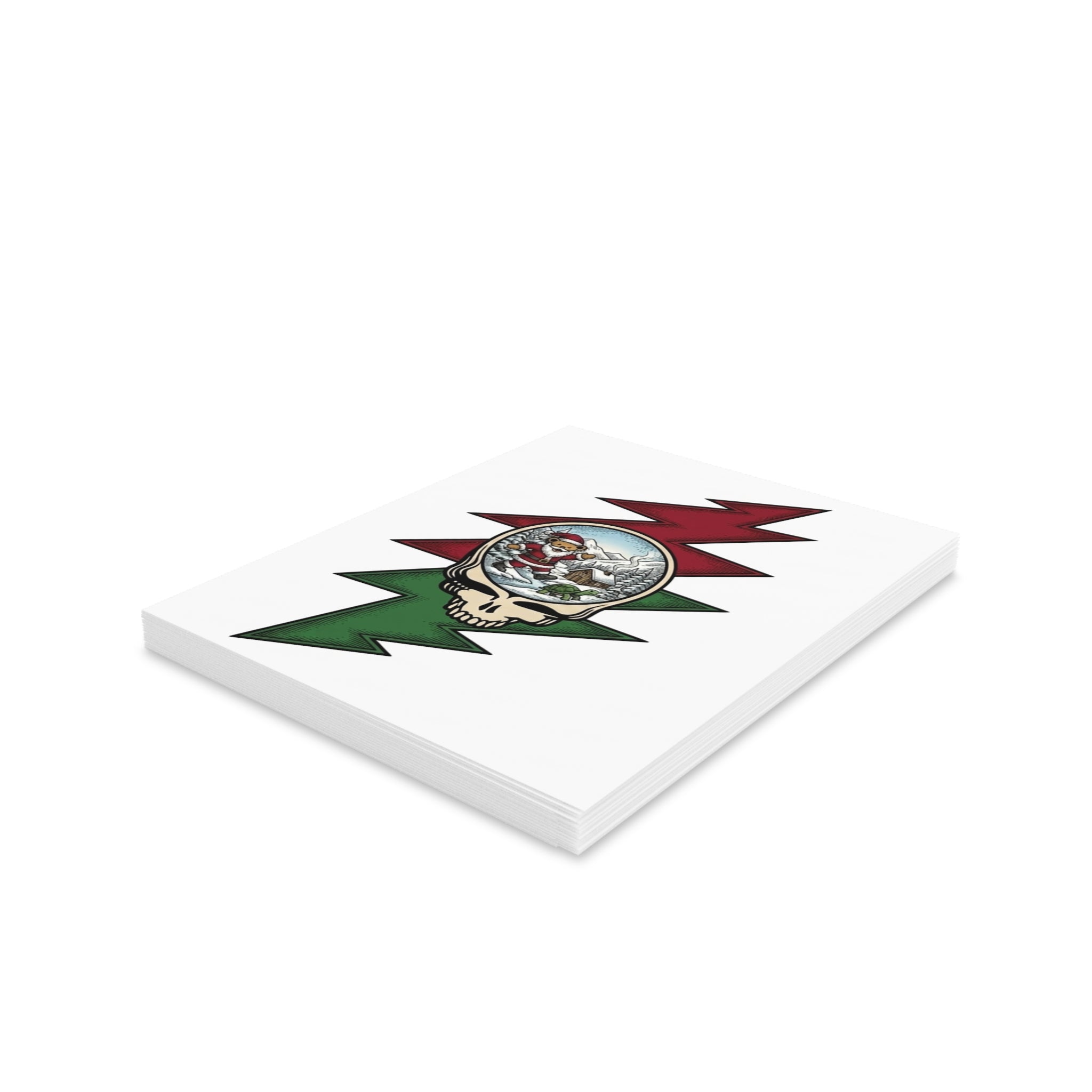 Grateful Dead skull with snowglobe Santa Greeting Cards | holiday stationery