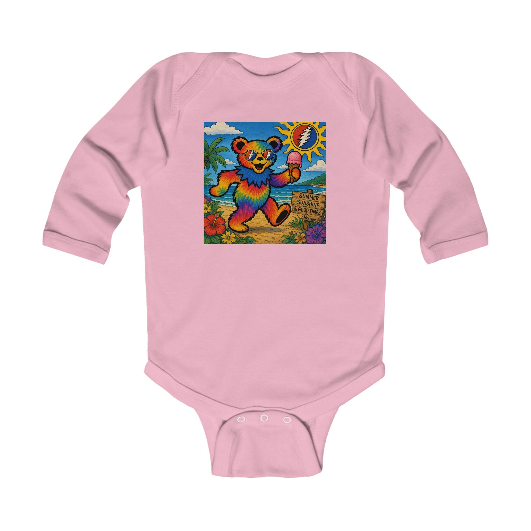 Dancing Rainbow Bear Infant Bodysuit | Psychedelic Grateful Dead Style