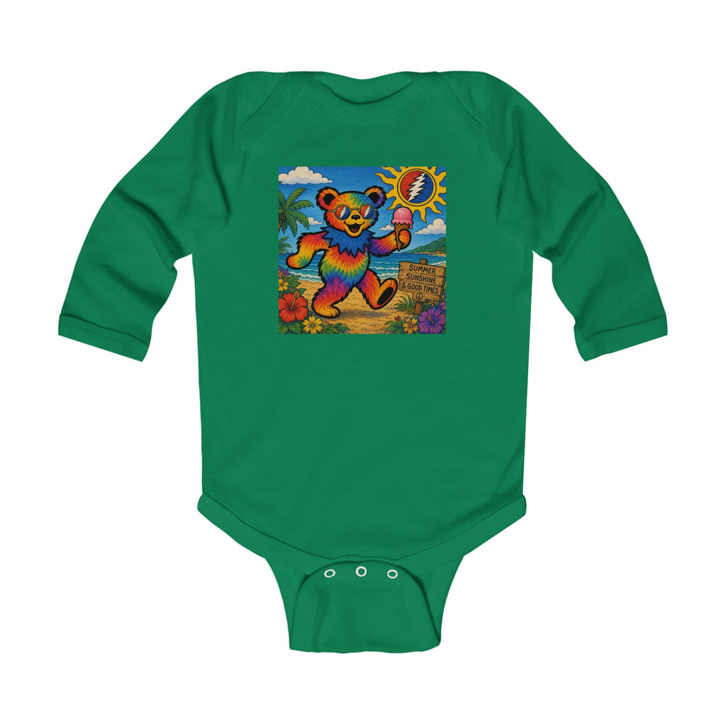 Dancing Rainbow Bear Infant Bodysuit | Psychedelic Grateful Dead Style