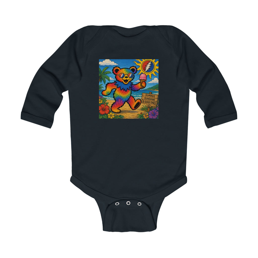 Dancing Rainbow Bear Infant Bodysuit | Psychedelic Grateful Dead Style